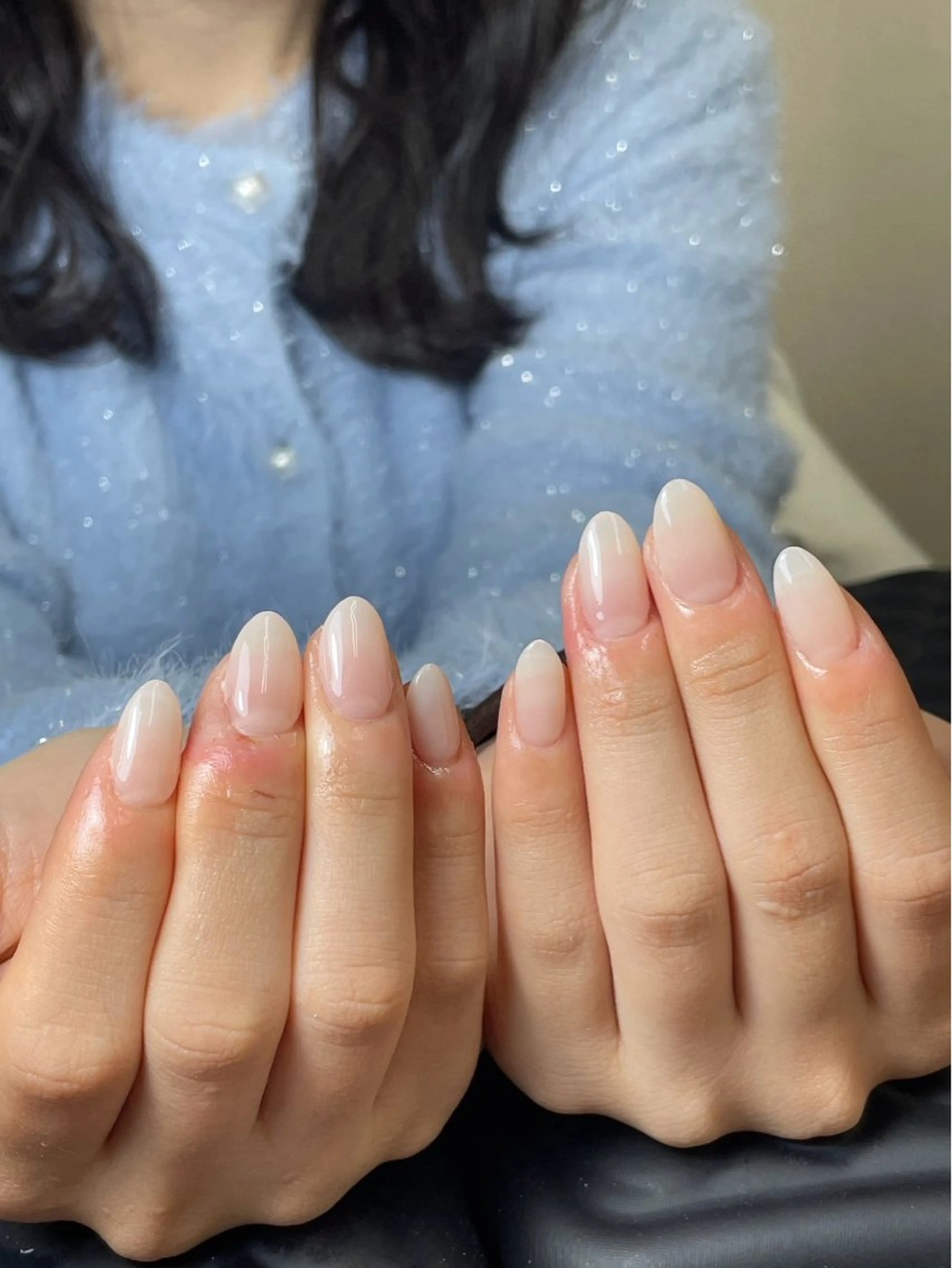 ネイル ブラウン チークネイル 桜ネイル 長さ出し フットネイル ハンドネイル XIINH NAIL SALONのネイルデザイン