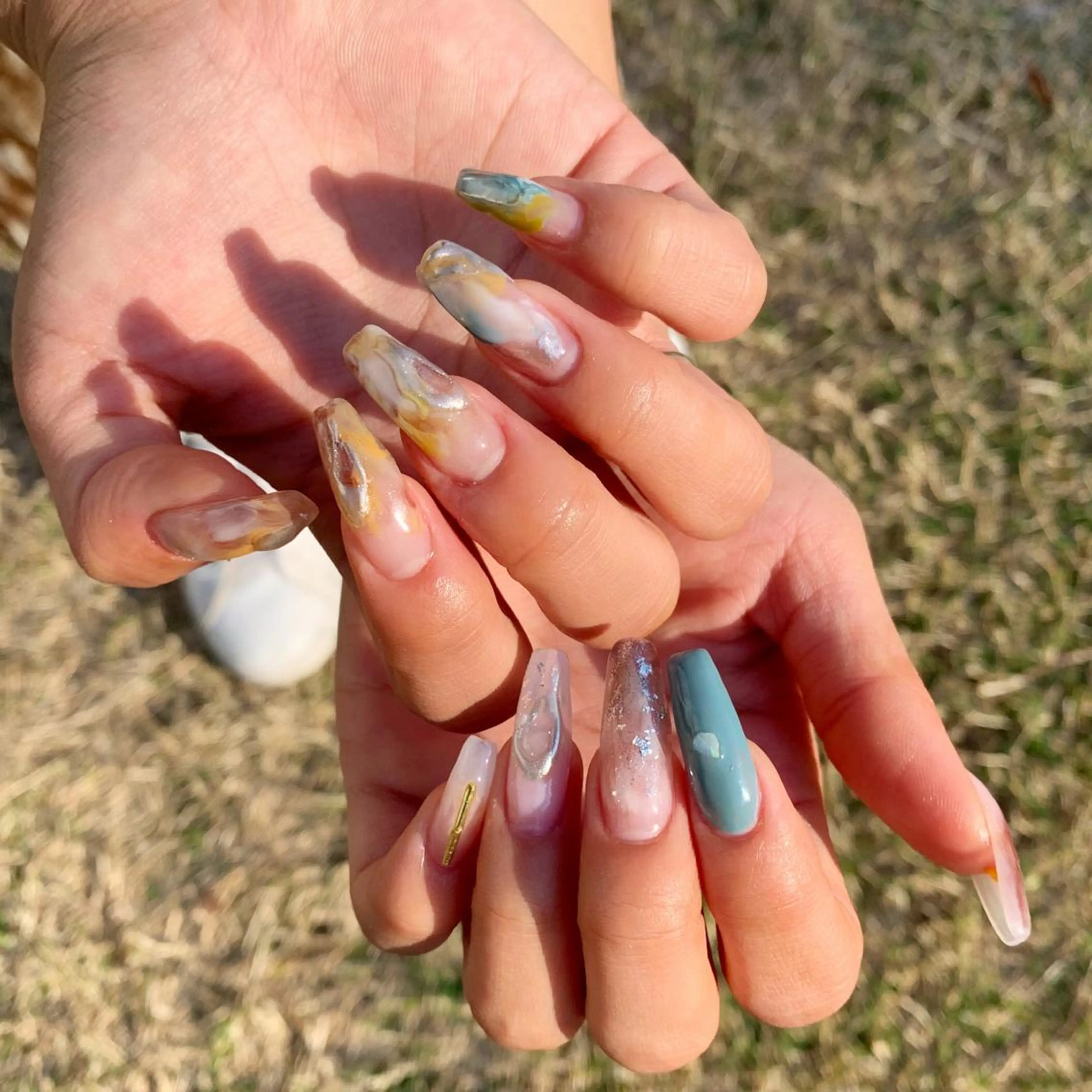 カラー ネイル ロングネイル スカルプネイル yuri kaのネイルデザイン