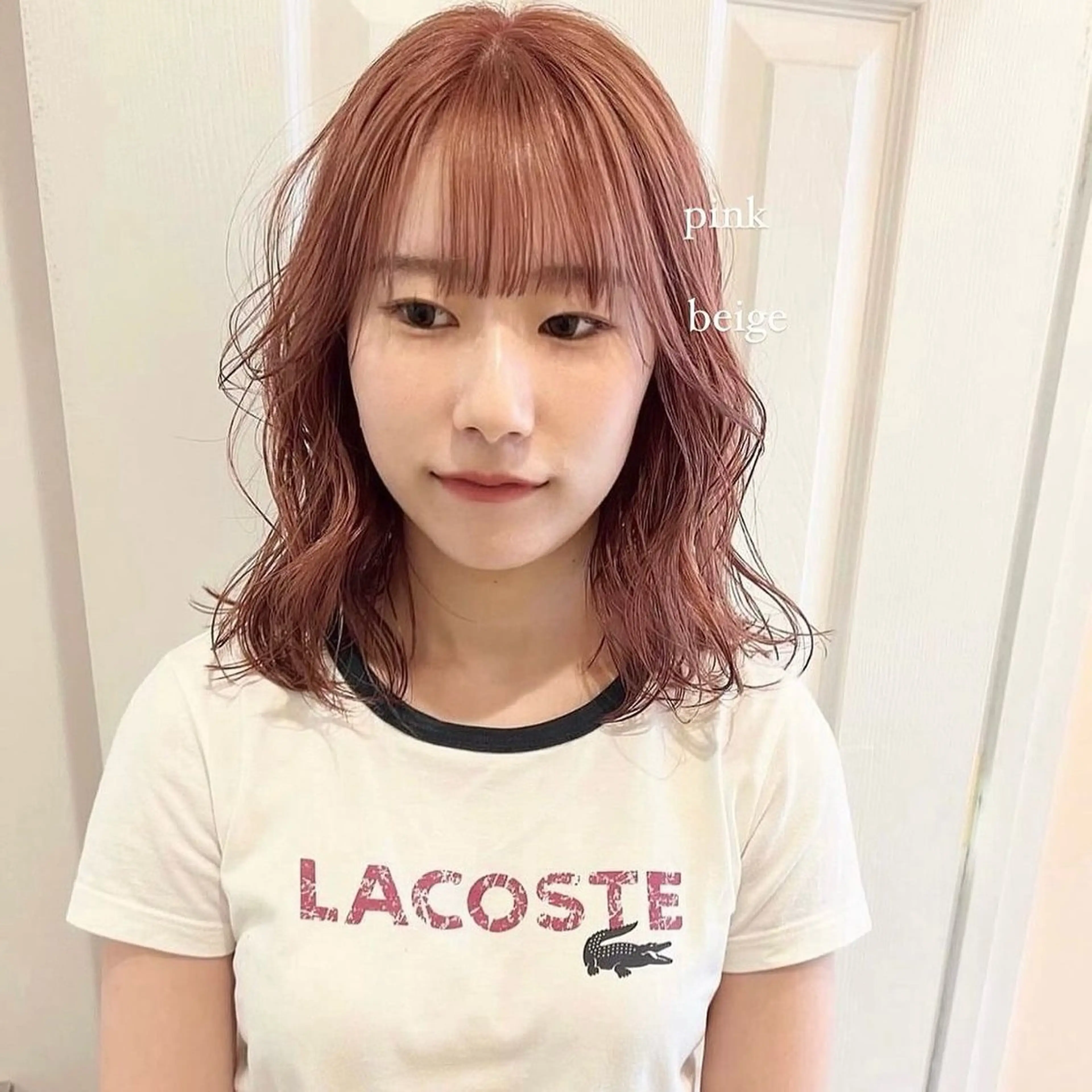 ロング カラー ベージュカラー ブリーチ ピンクカラー ピンクベージュ カット ヘアカラー arisa/暖色 /伏見/レイヤーのヘアスタイル