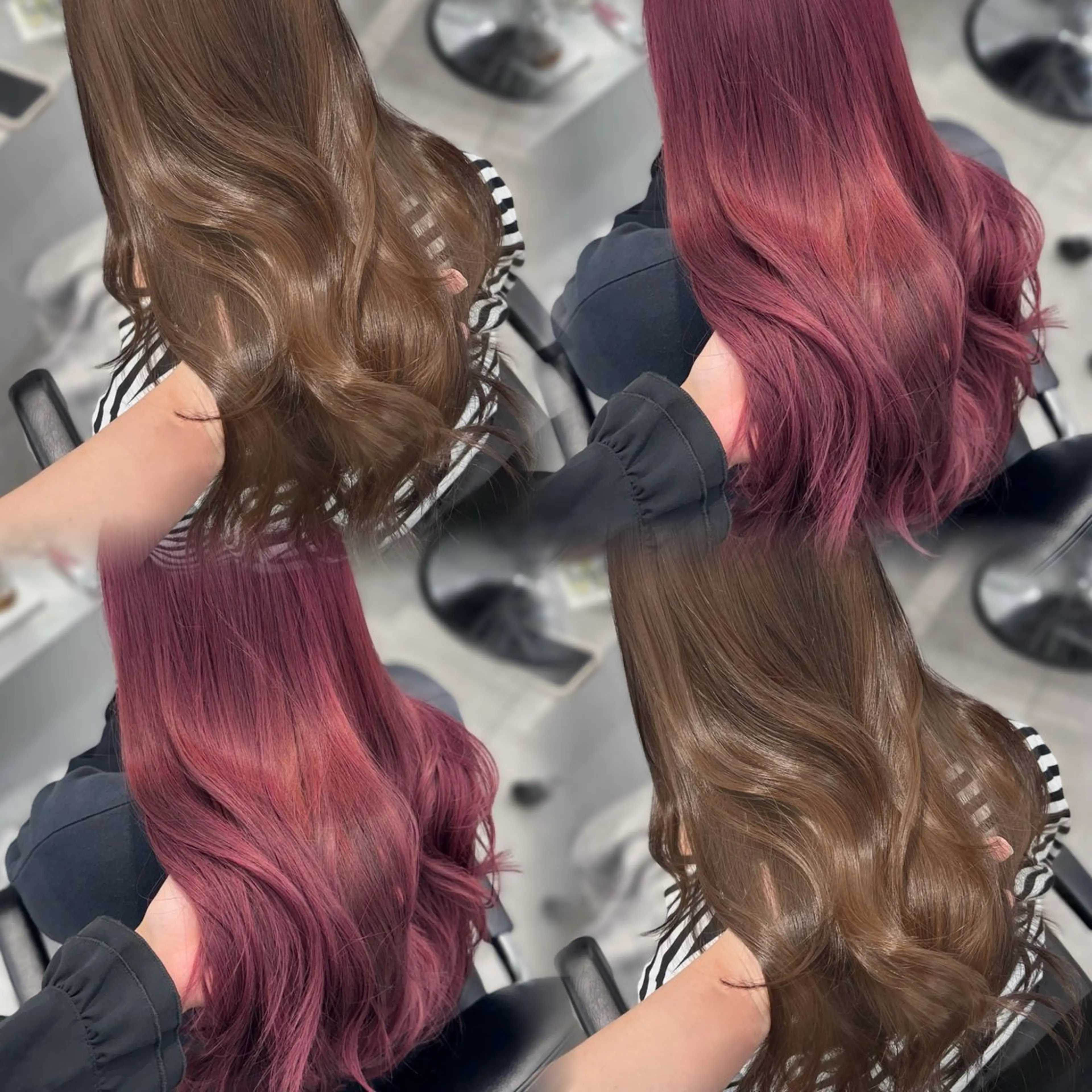 ロング ヘアカラー ハイトーン ハイライ ト バレイヤージュのヘアスタイル