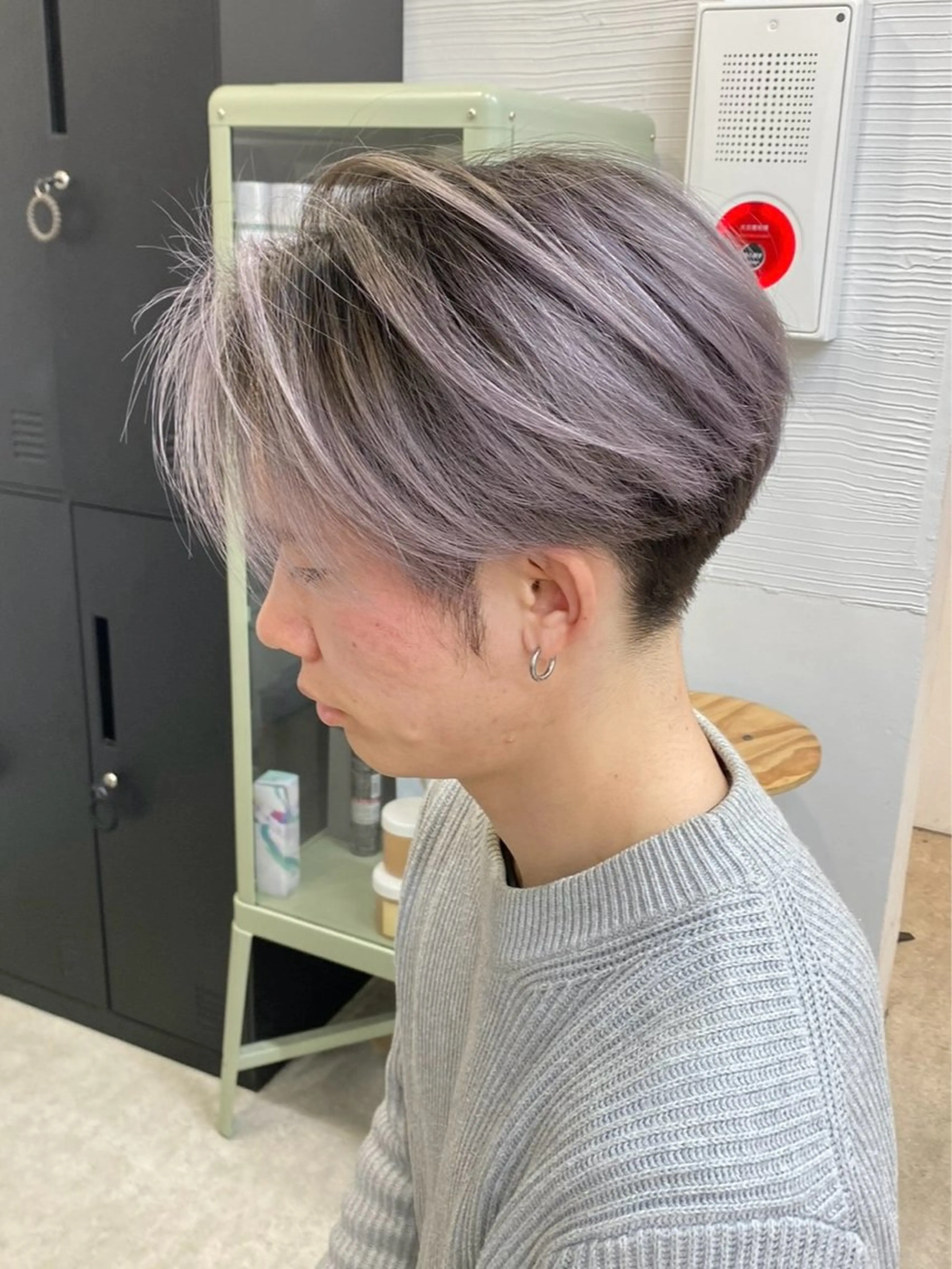 ミディアム カラー メンズ ヘアカラー ハイライト、レイヤー カット/西梅田/中西のヘアスタイル