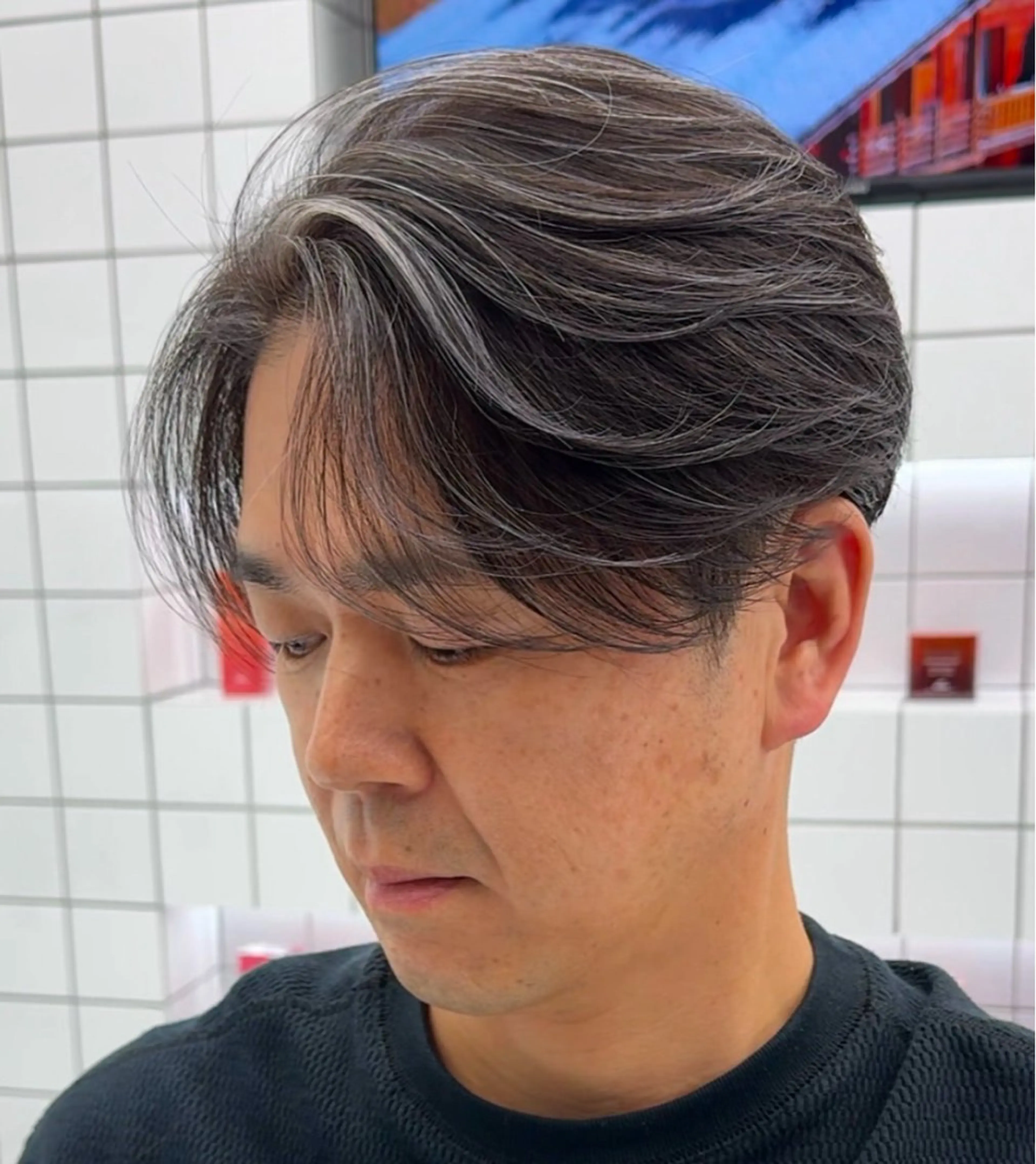 メンズ センターパート メンズハイライト メンズメッシュ カット ヘアカラー 白髪ぼかし/白髪 メッシュ/ゆうとのヘアスタイル