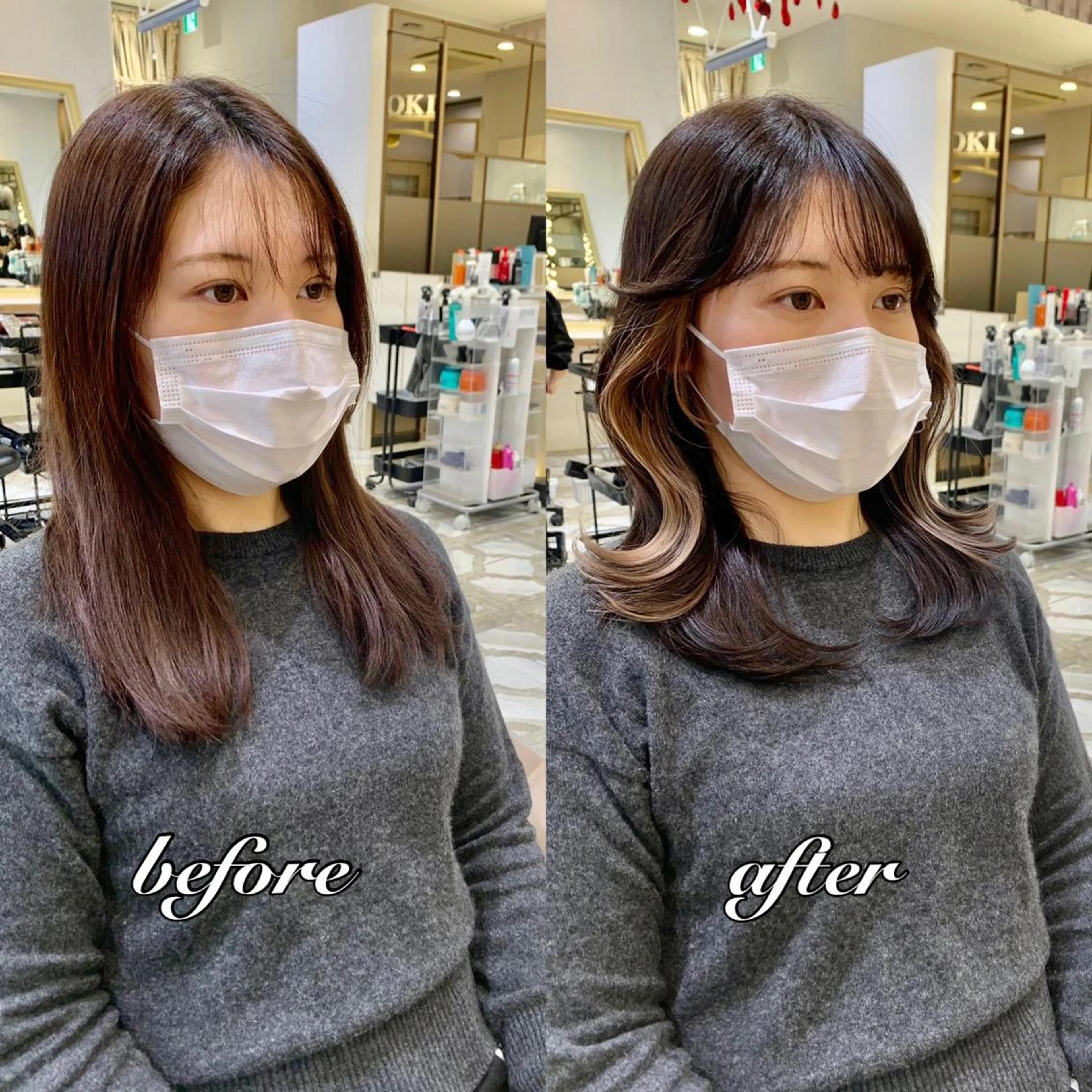 セミロング カラー パーマ ヘアアレンジ メンズ キッズ ネイル マツエク・マツパ アイブロウ 《褒められる》 透明感カラー/小嶋のヘアスタイル