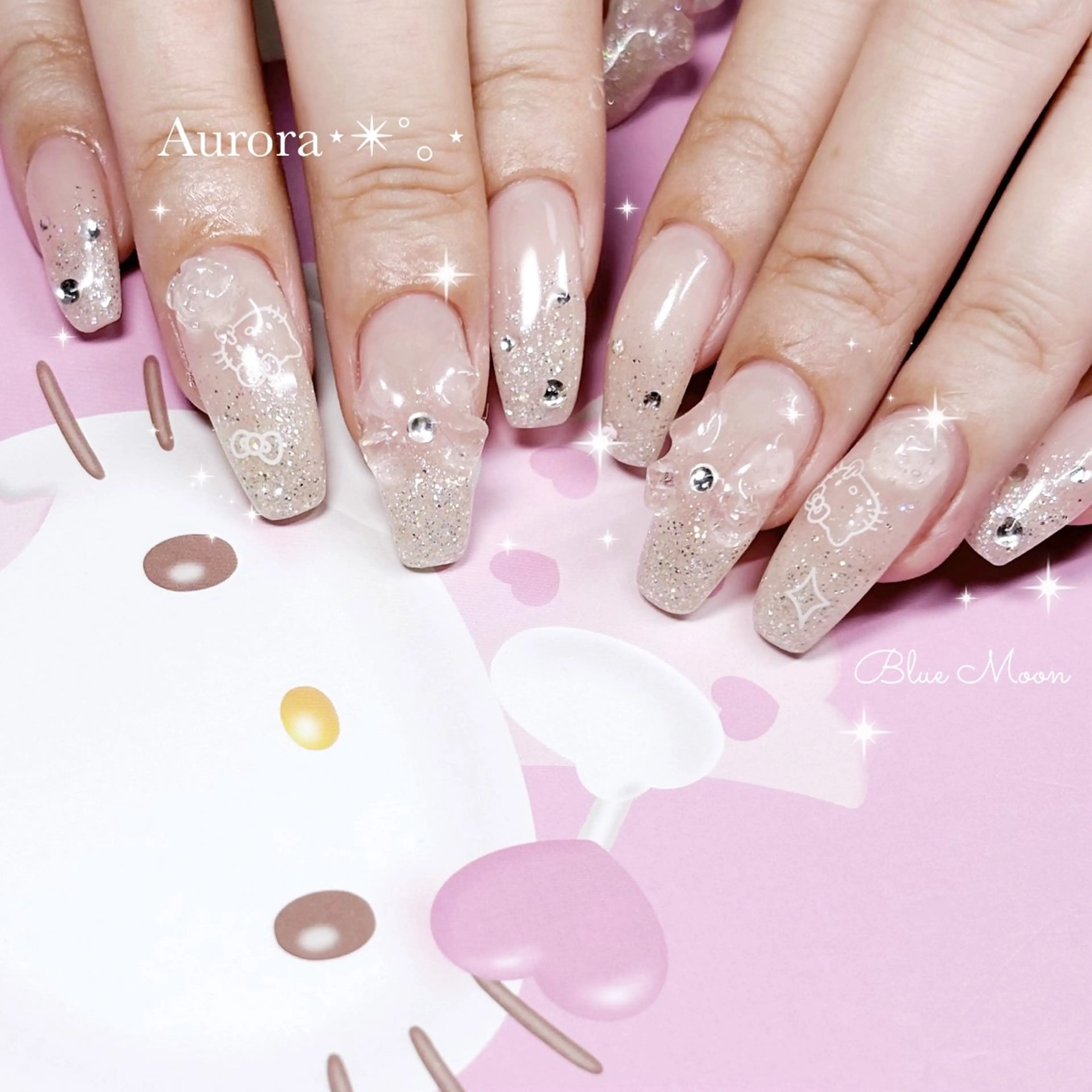 ネイル リボン ハンドネイル フットネイル ハンドケア nail salon Blue Moonのネイルデザイン