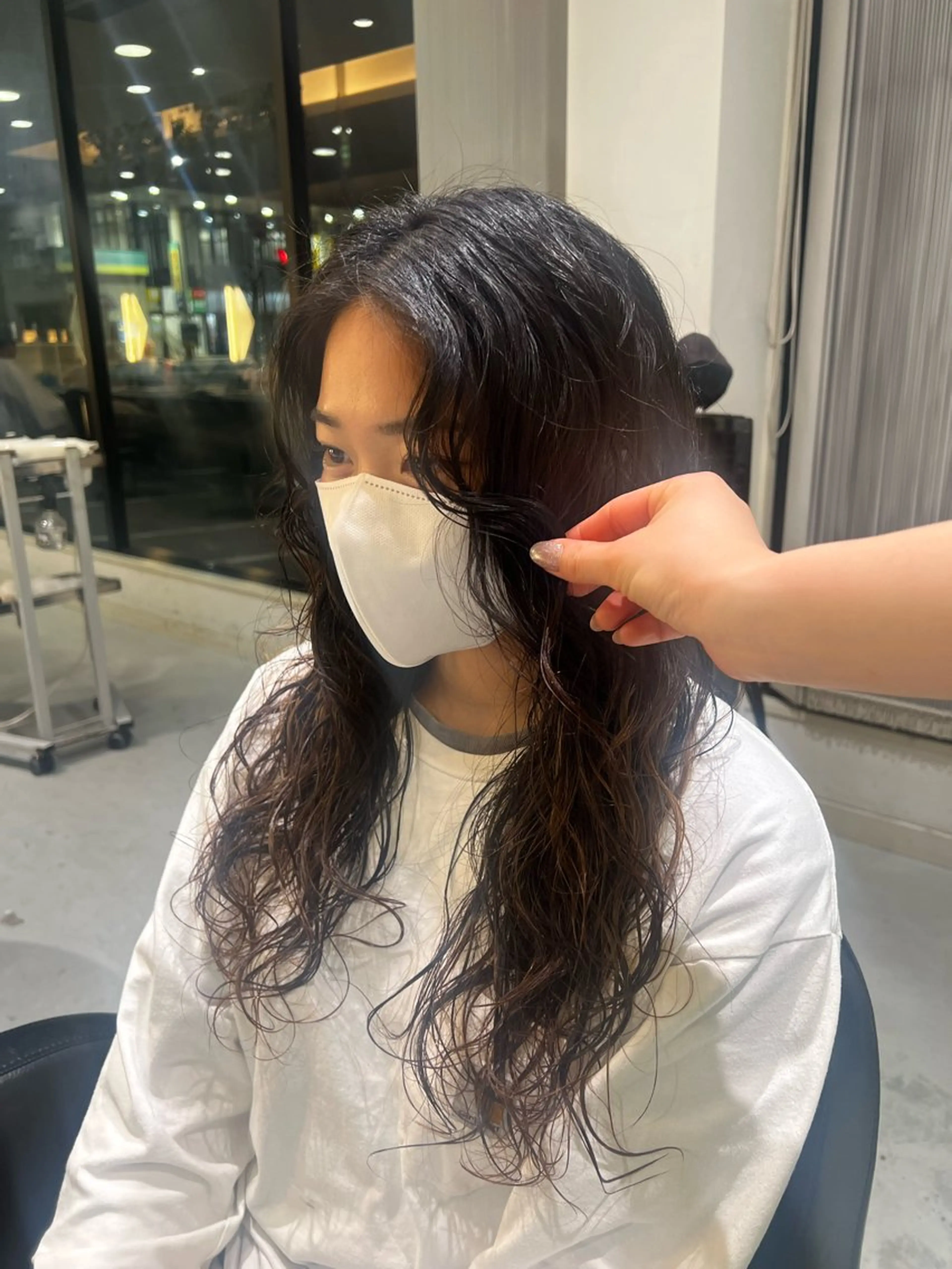 パーマ 韓国風顔まわり/ベー ジュ/マツエク♡美咲のヘアスタイル