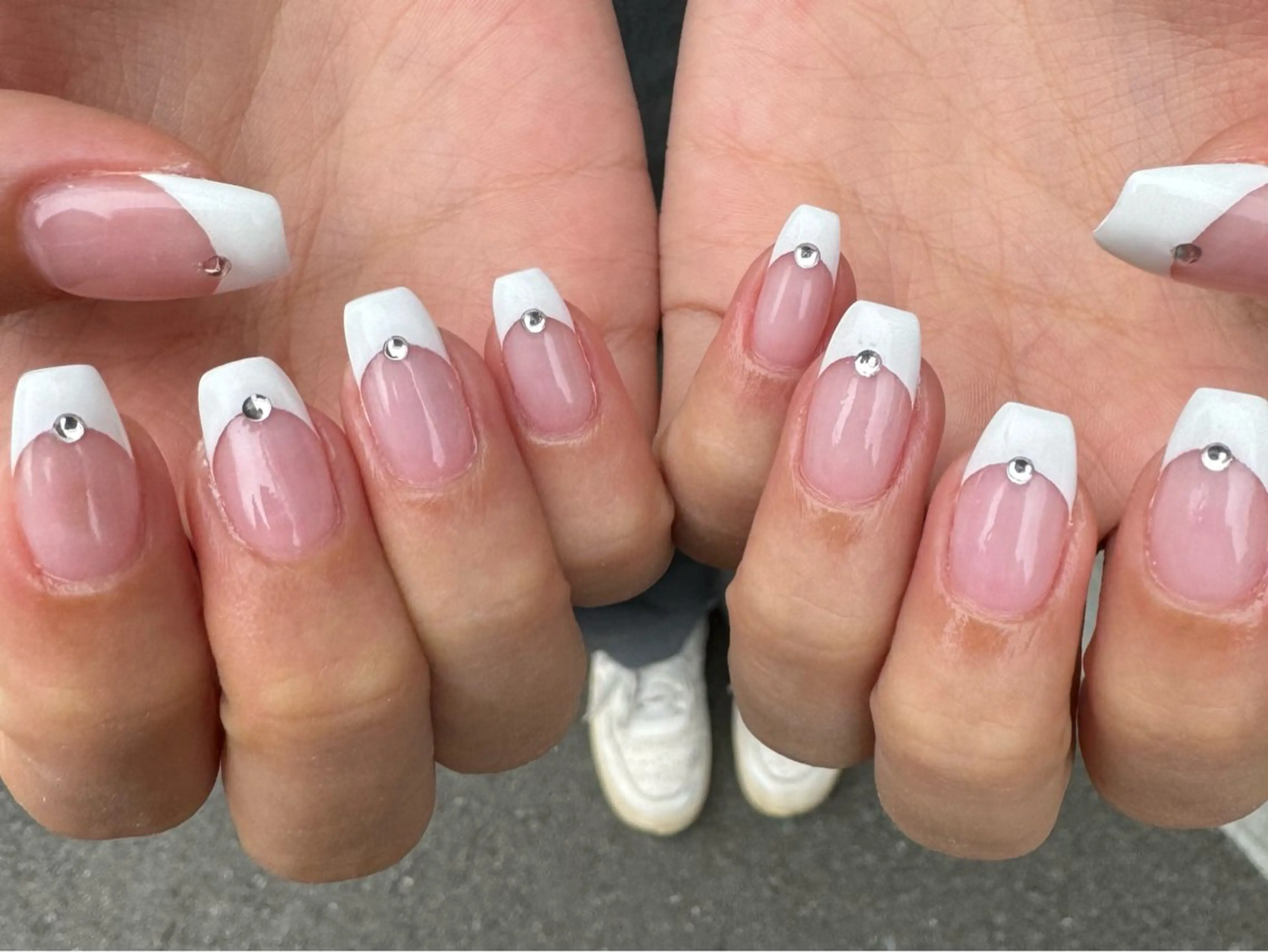 ネイル フレンチネイル ハート ロングネイル マグネットネイル ミラーネイル ハンドネイル MH_ Nailのネイルデザイン