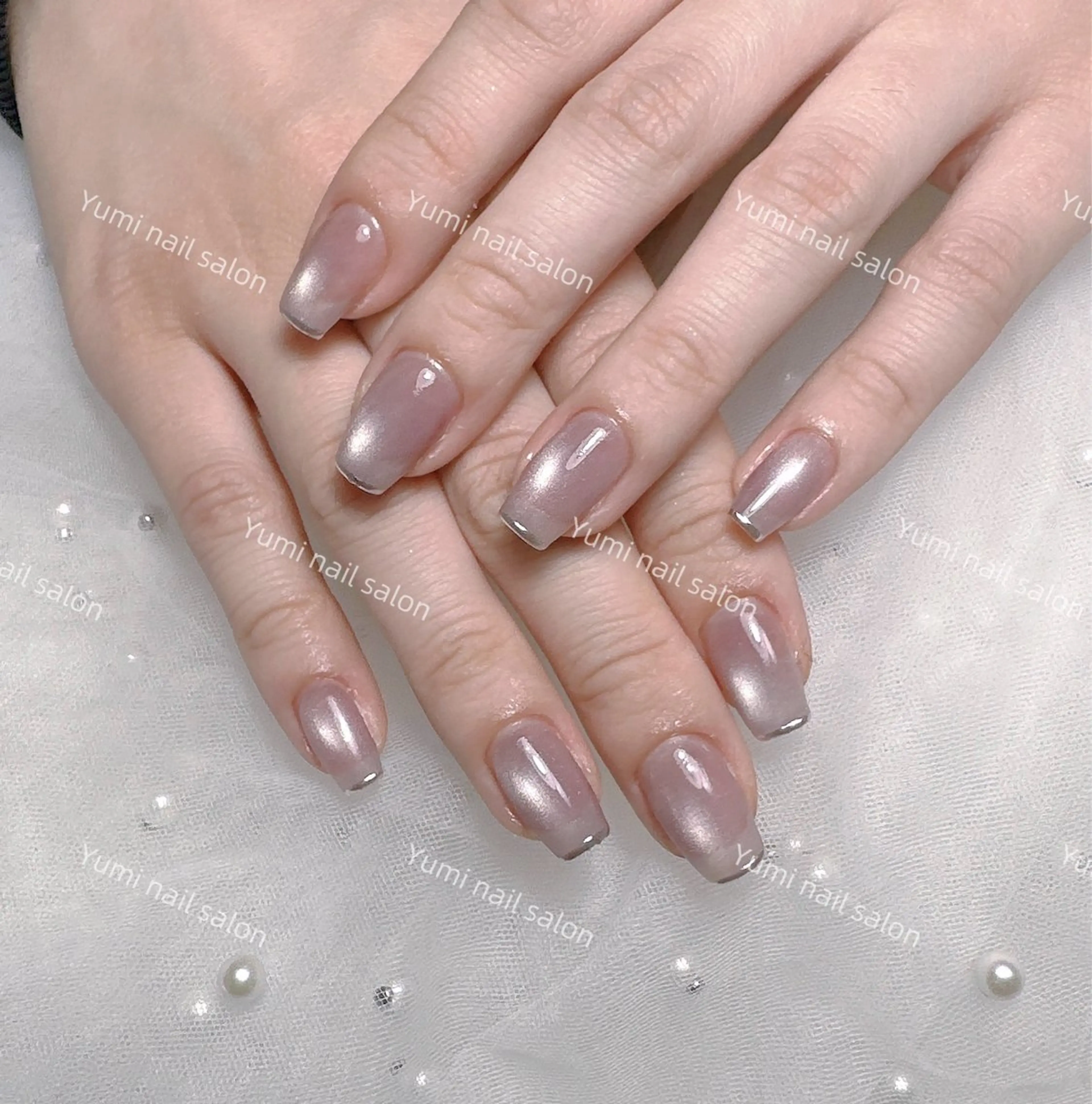 ネイル shineジェル& チップ長さだしのネイルデザイン