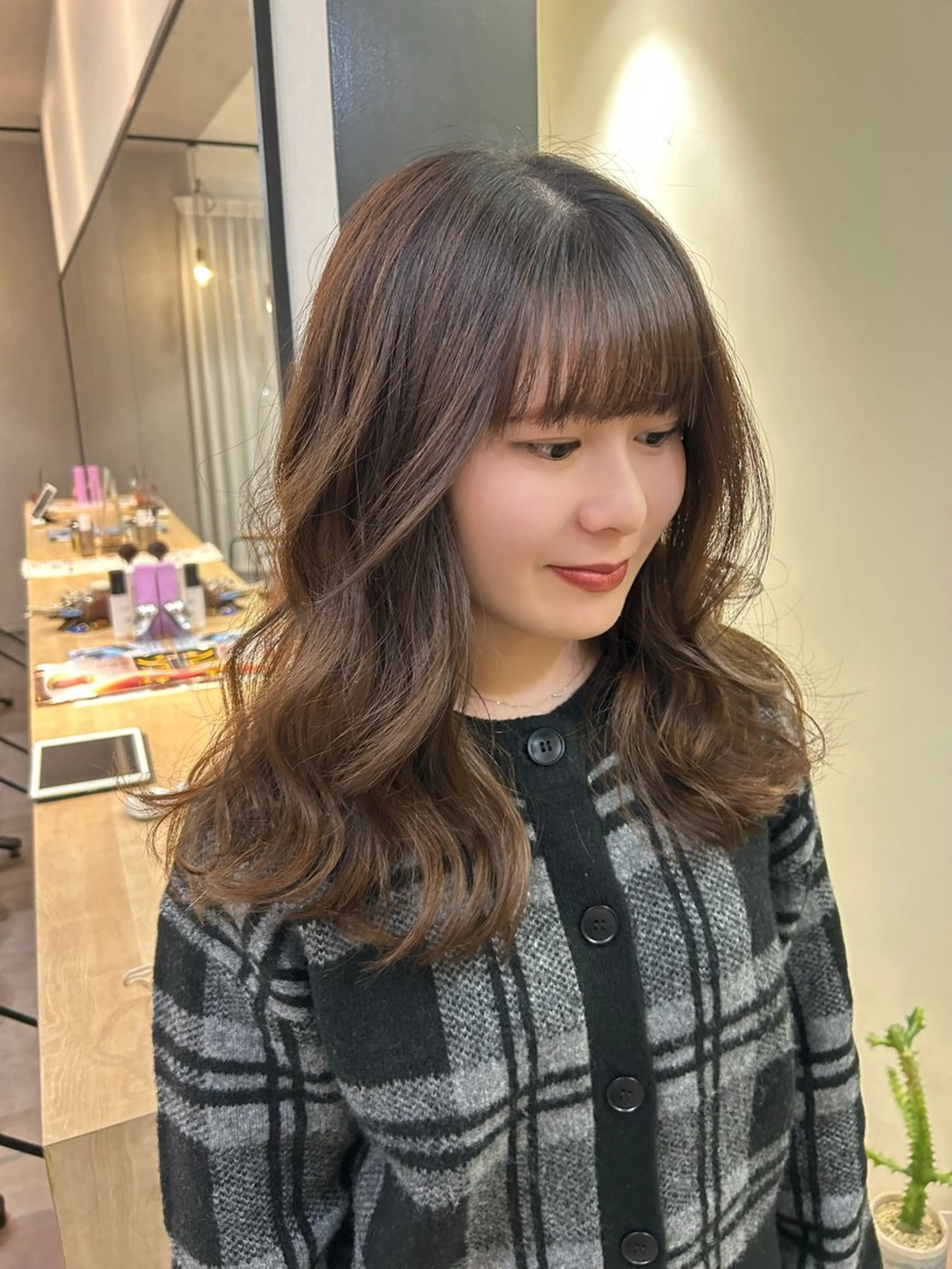 ロング パーマ デジタルパーマ カット パーマ hub hair レイヤー/透明感のヘアスタイル