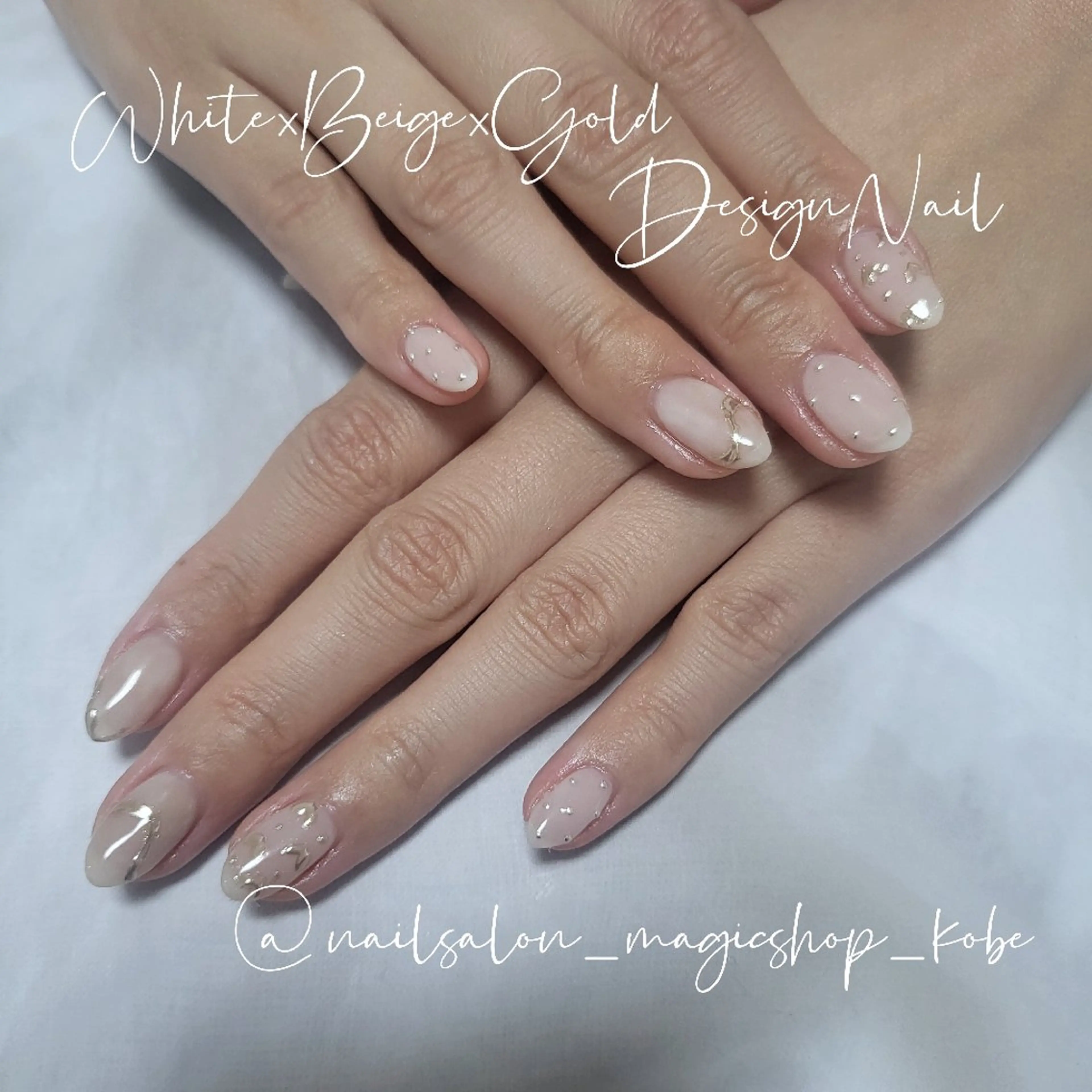 ネイル アートネイル ドット ジェルネイル ゴールド ハート ハンドネイル Nailsalon MagicShopのネイルデザイン