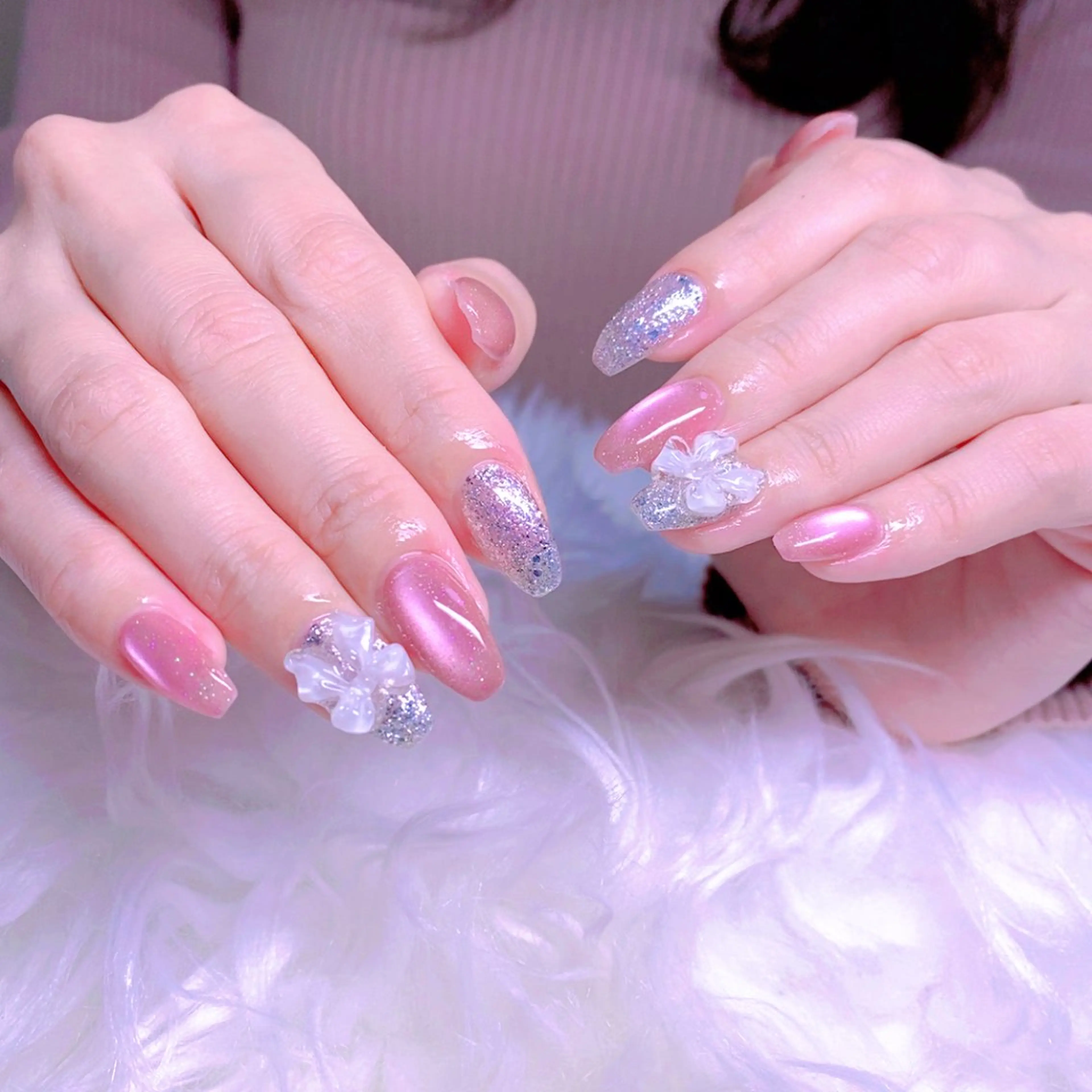 ネイル マグネットネイル ニュアンスネイル 冬ネイル ハンドネイル Nail Yunaのネイルデザイン