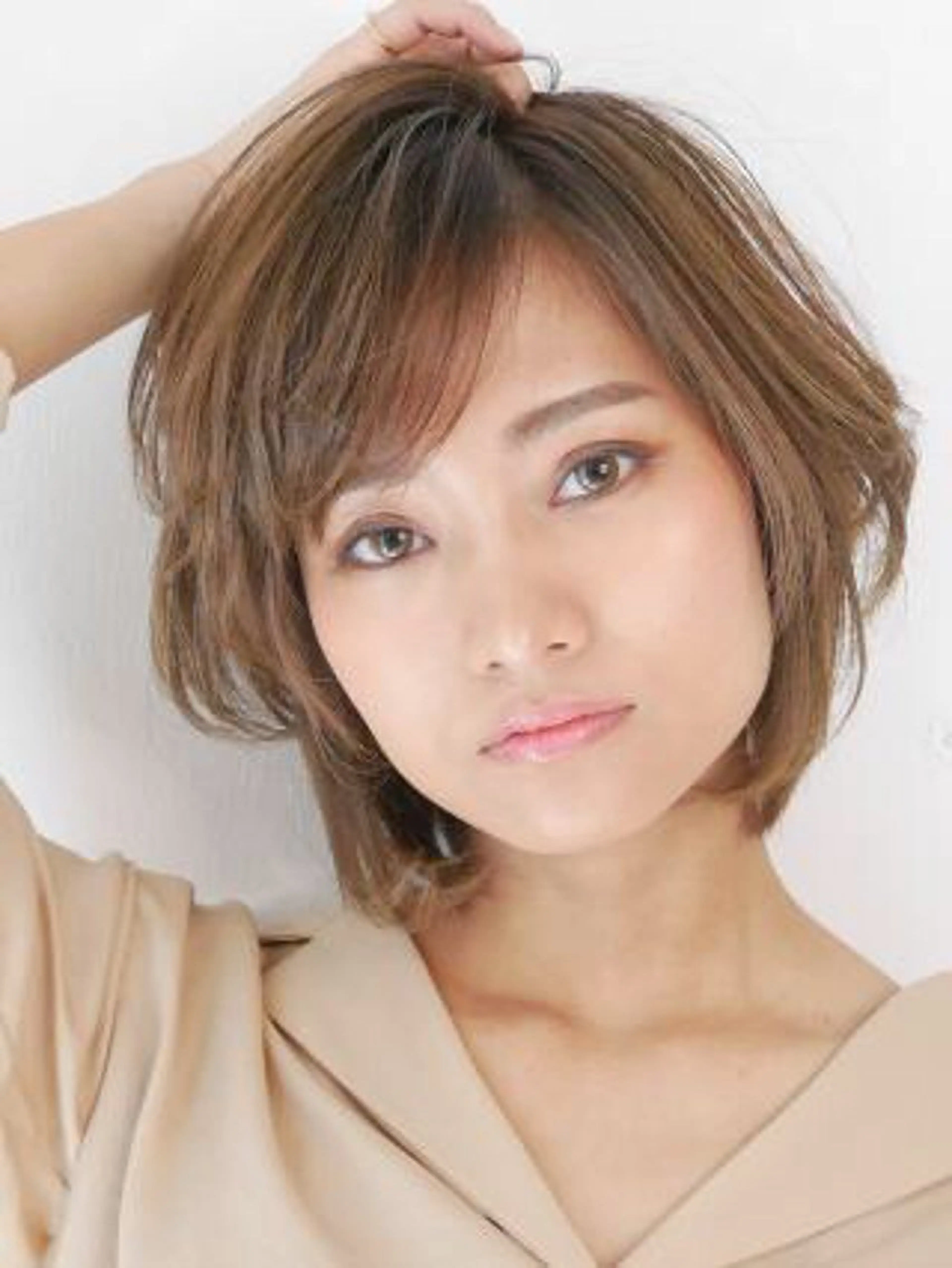 ショート カラー 丸みショート ボブ ショートヘア 小顔カット 縮毛矯正 💎ハイライトカラー /髪質改善カラー💎のヘアスタイル