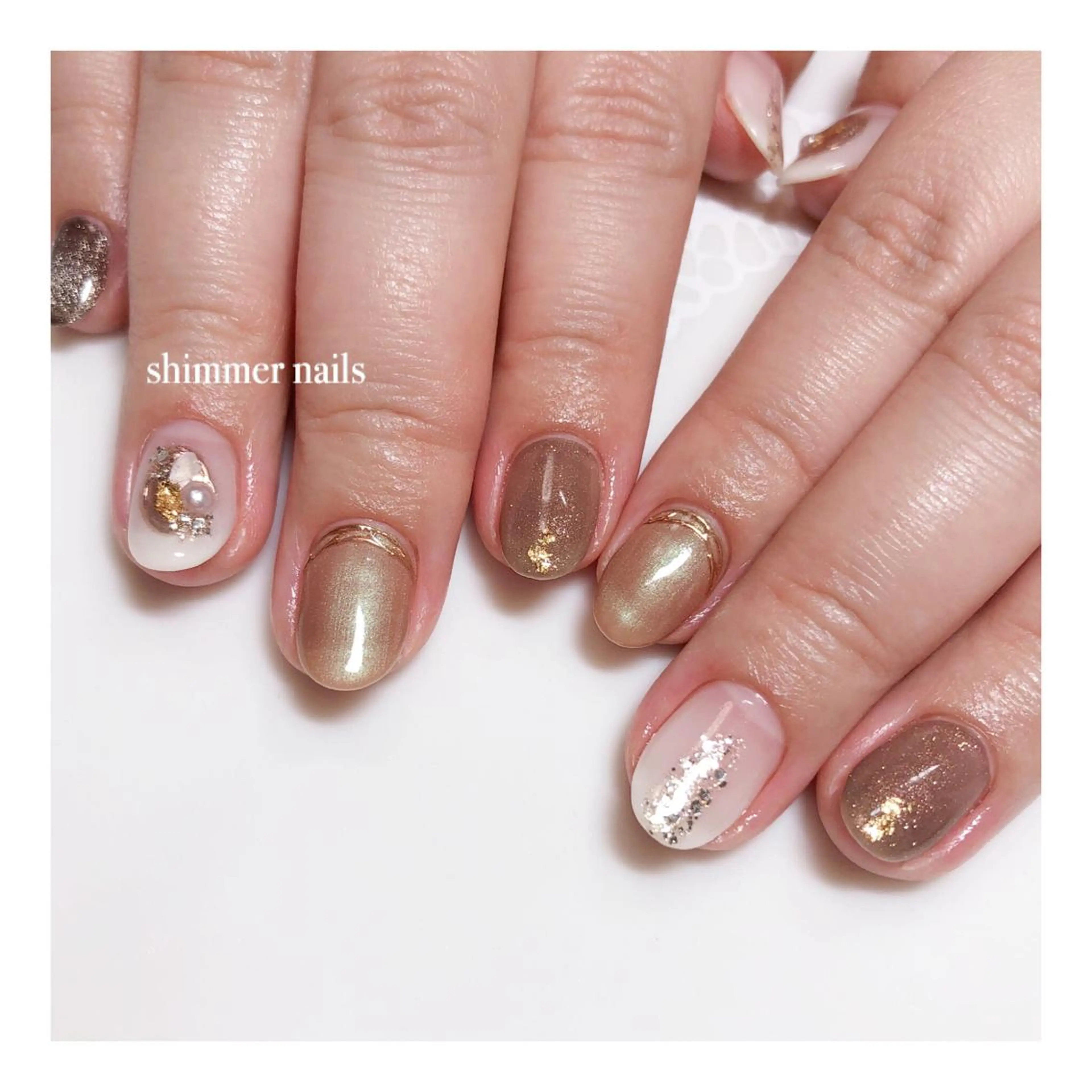 ネイル ブラウン shimmer nailsのネイルデザイン