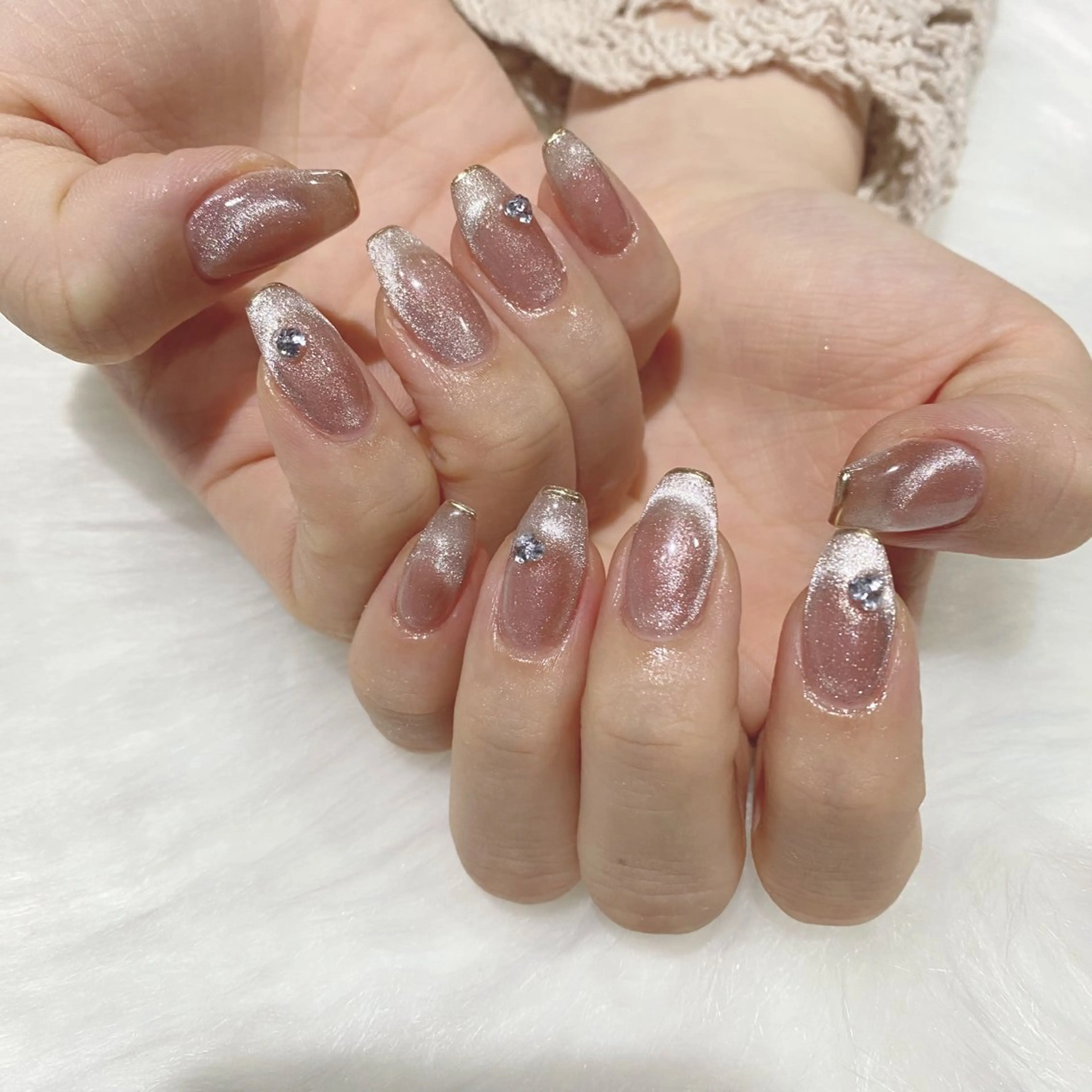 ネイル フレンチネイル マグネットネイル マグネットフレンチ ワンホンネイル ぷりゅねる 心斎橋のネイルデザイン