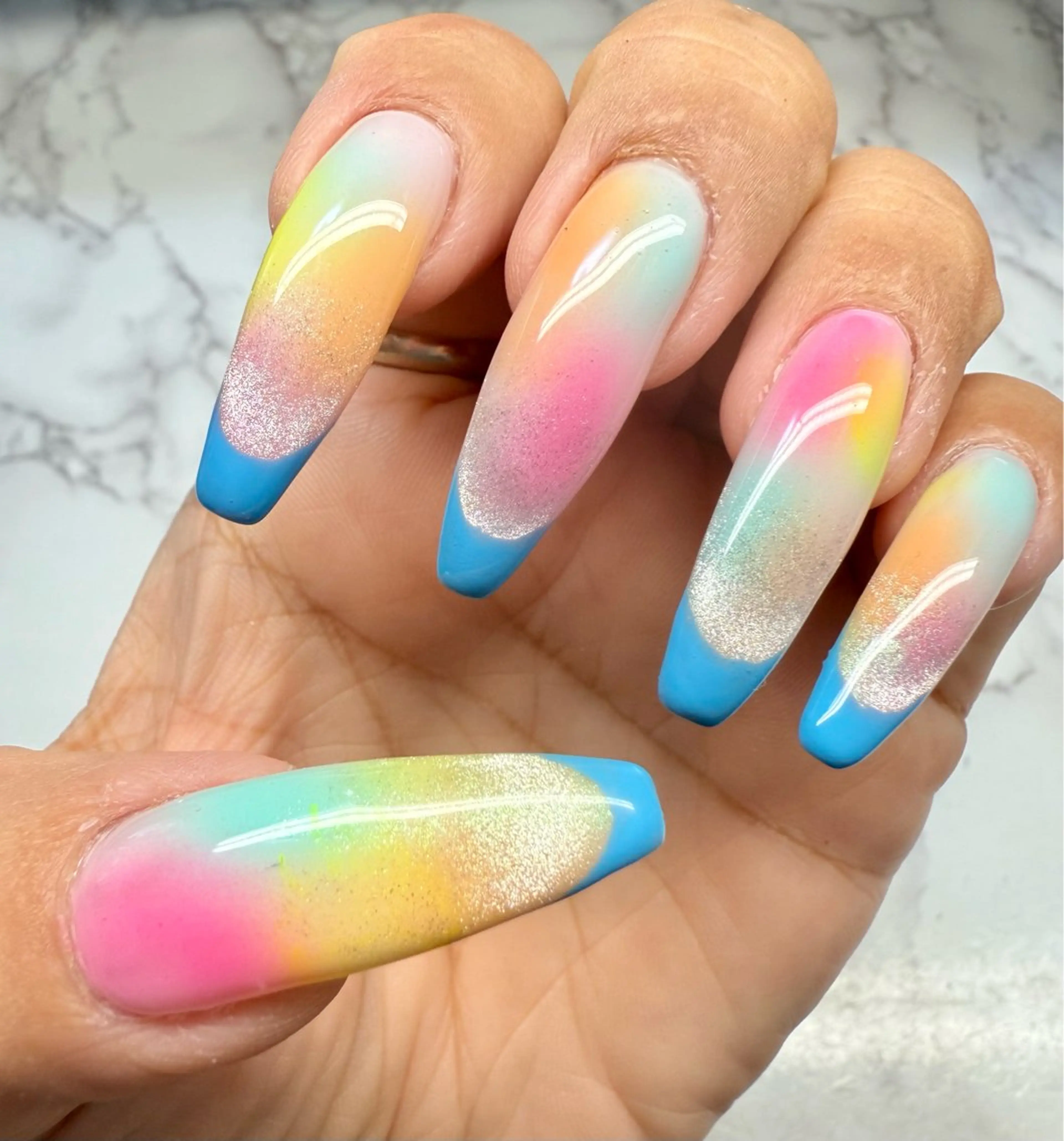 ネイル アートネイル フレンチネイル ガラスフレンチ 氷ネイル・うるうるネイル キラキラネイル M.N_ nailのネイルデザイン