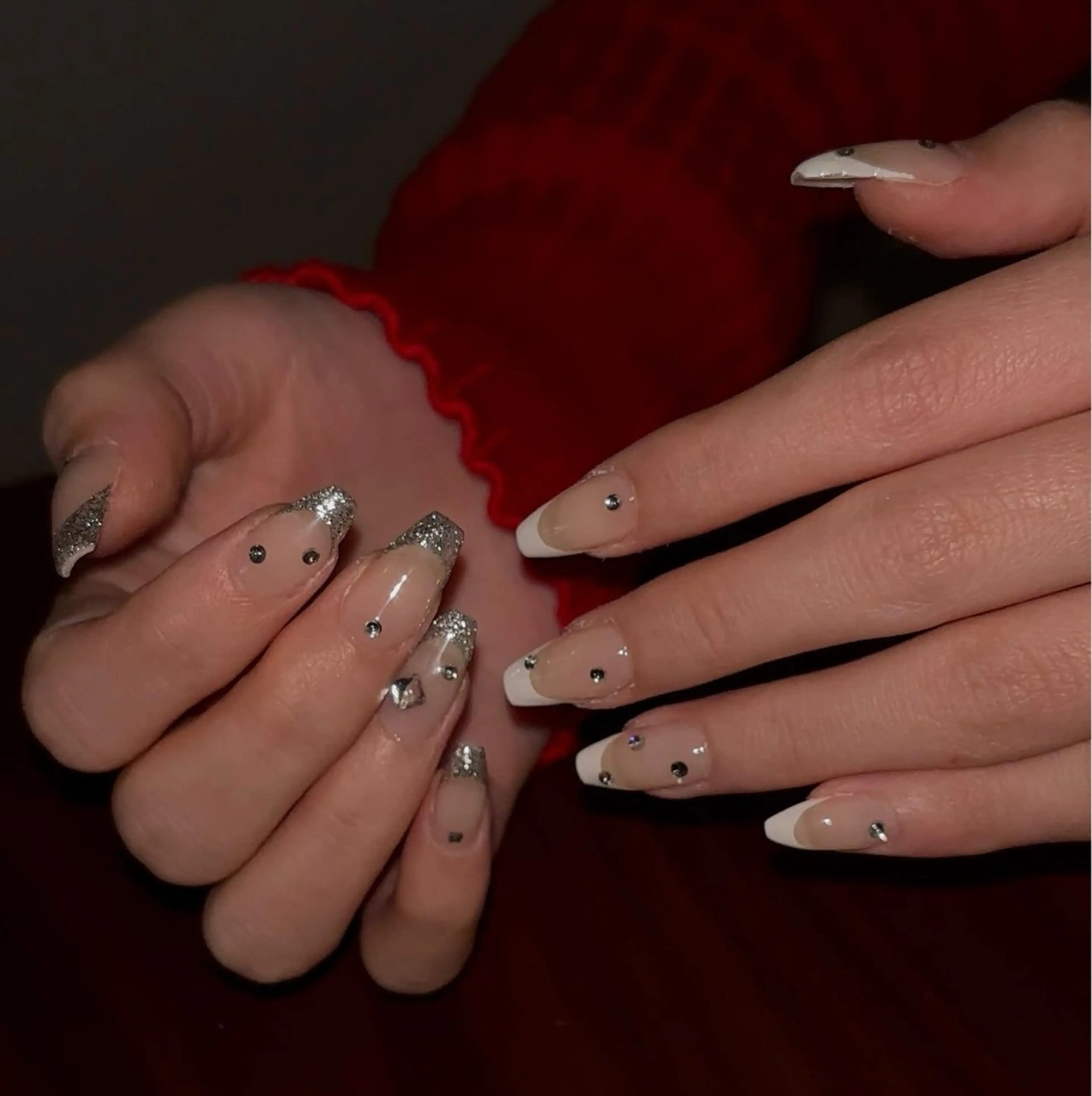 ネイル フレンチネイル キラキラネイル 半田 ゆめのネイルデザイン