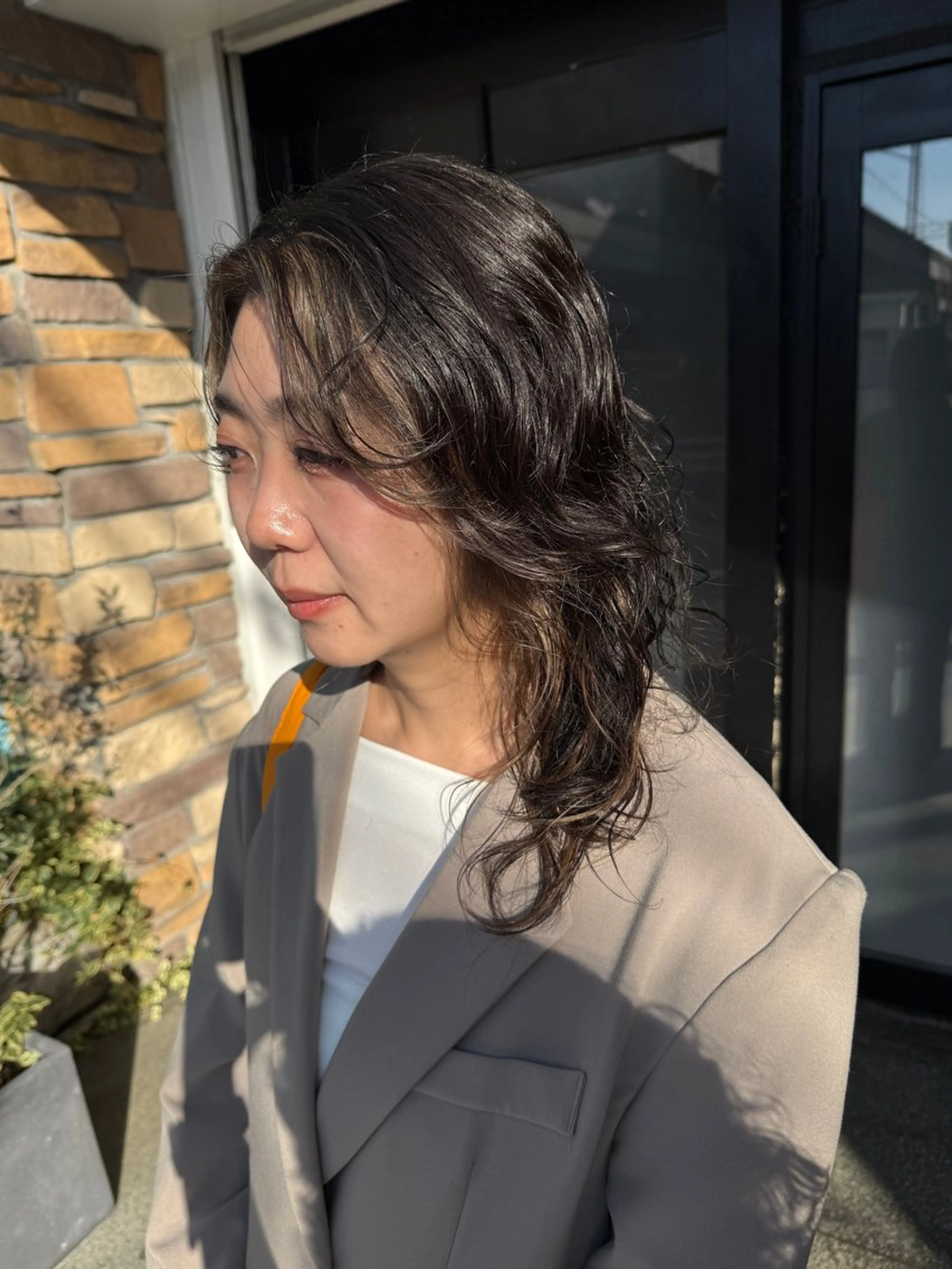 セミロング カラー カット パーマ トリートメント 透明感カラー/パーマ 🌀アオノのヘアスタイル