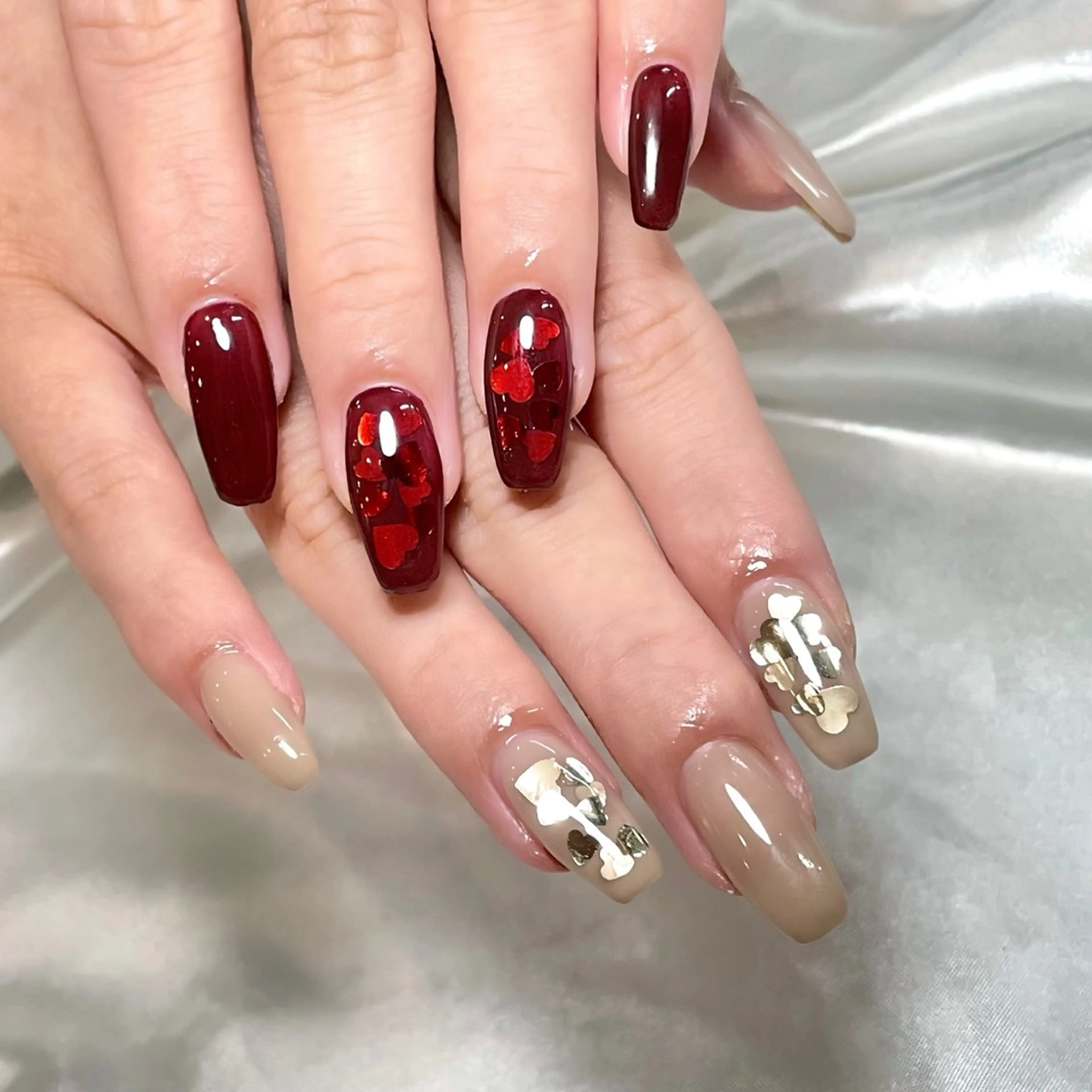 ネイル ハート ハンドネイル SoLuna MIZUHOのネイルデザイン