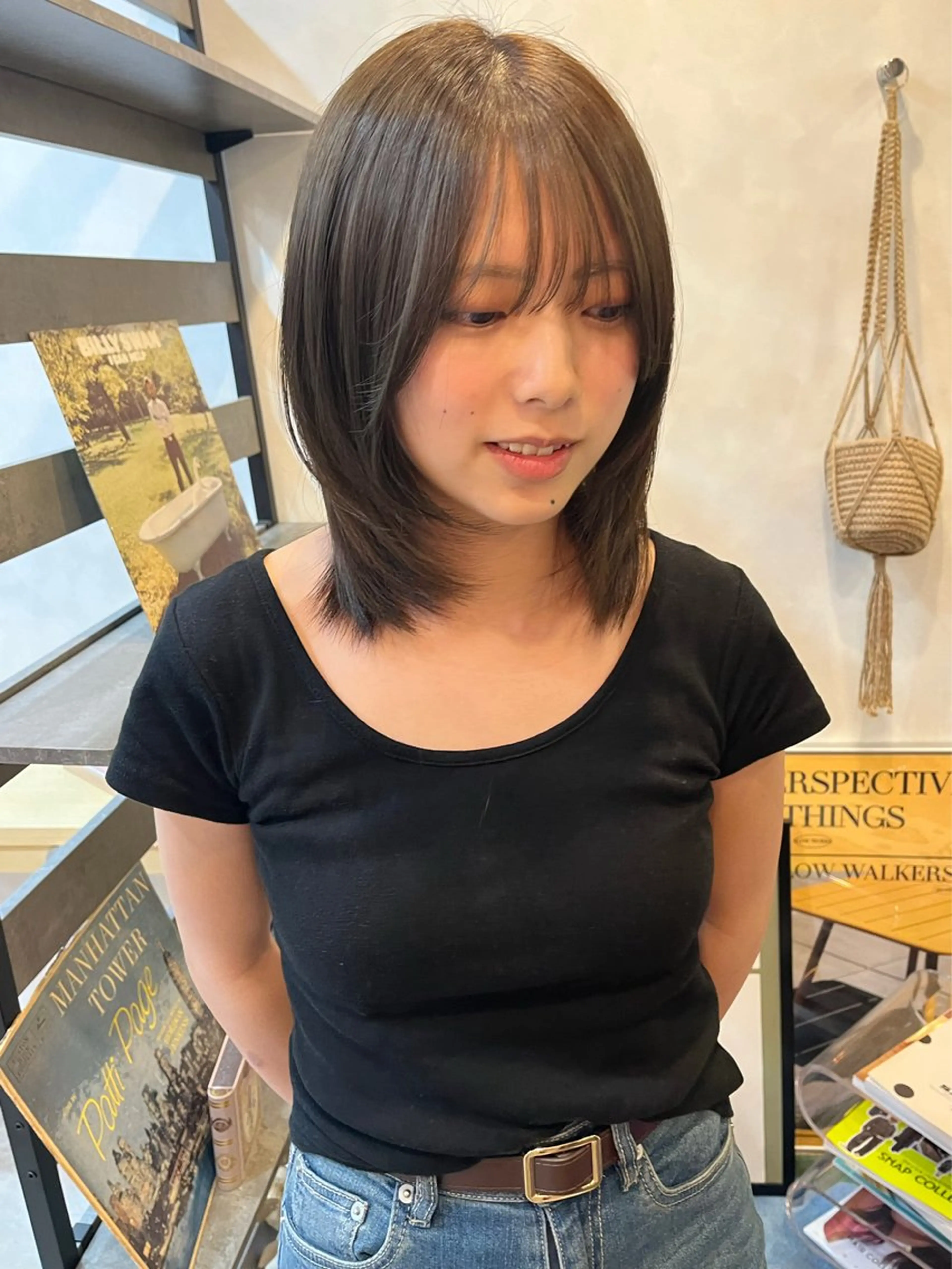 ミディアム カラー カット ヘアカラー トリートメント 髪質改善/レイヤー/ ボブ/磯野史歩のヘアスタイル