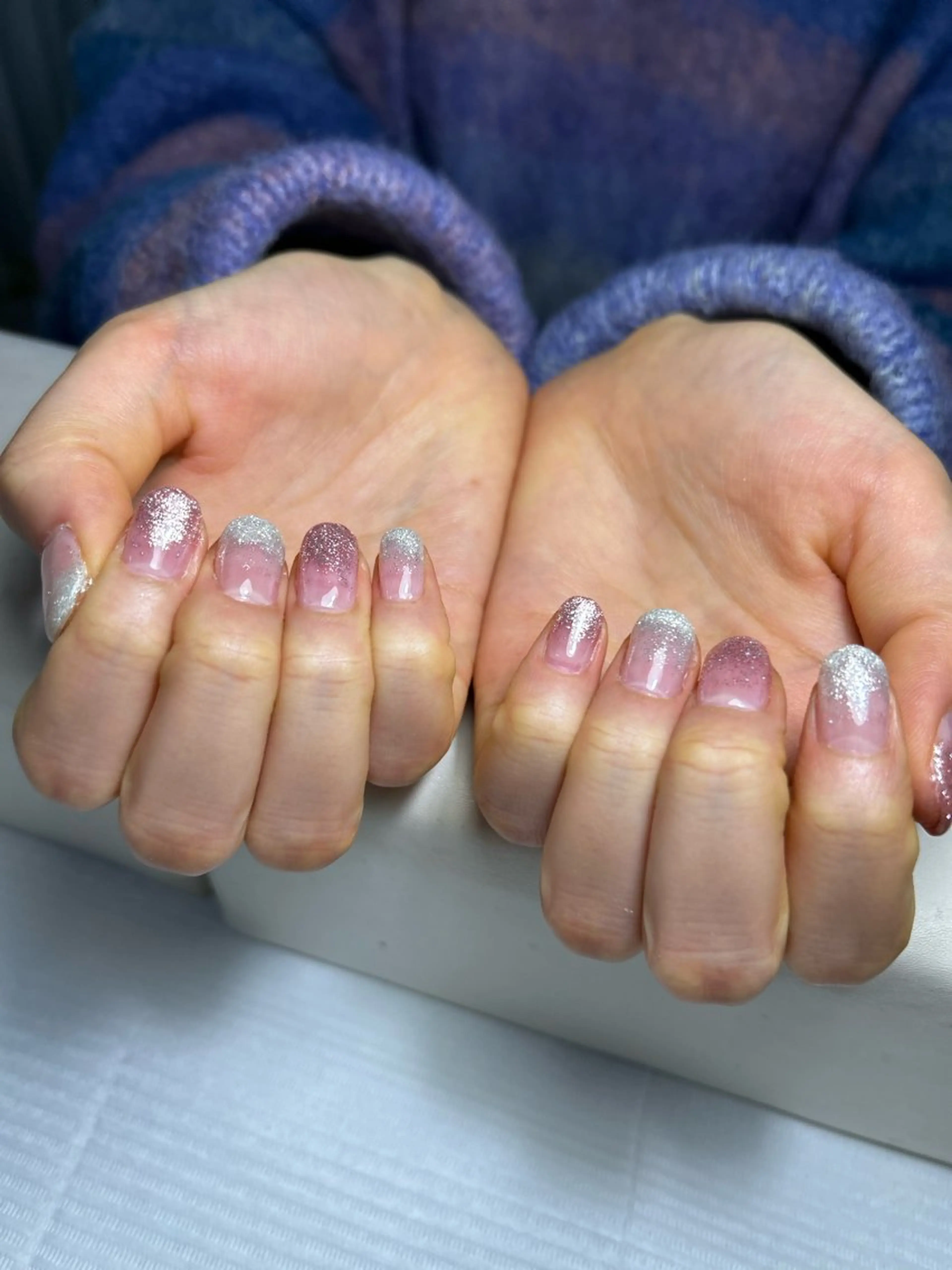 ネイル グラデーション ラメ(グリッター) ラメグラデーション ワンカラーネイル ピンク nail mor-ネイルモア-藤が丘店所属・nail mor. 藤が丘店　ふかだのネイルデザイン