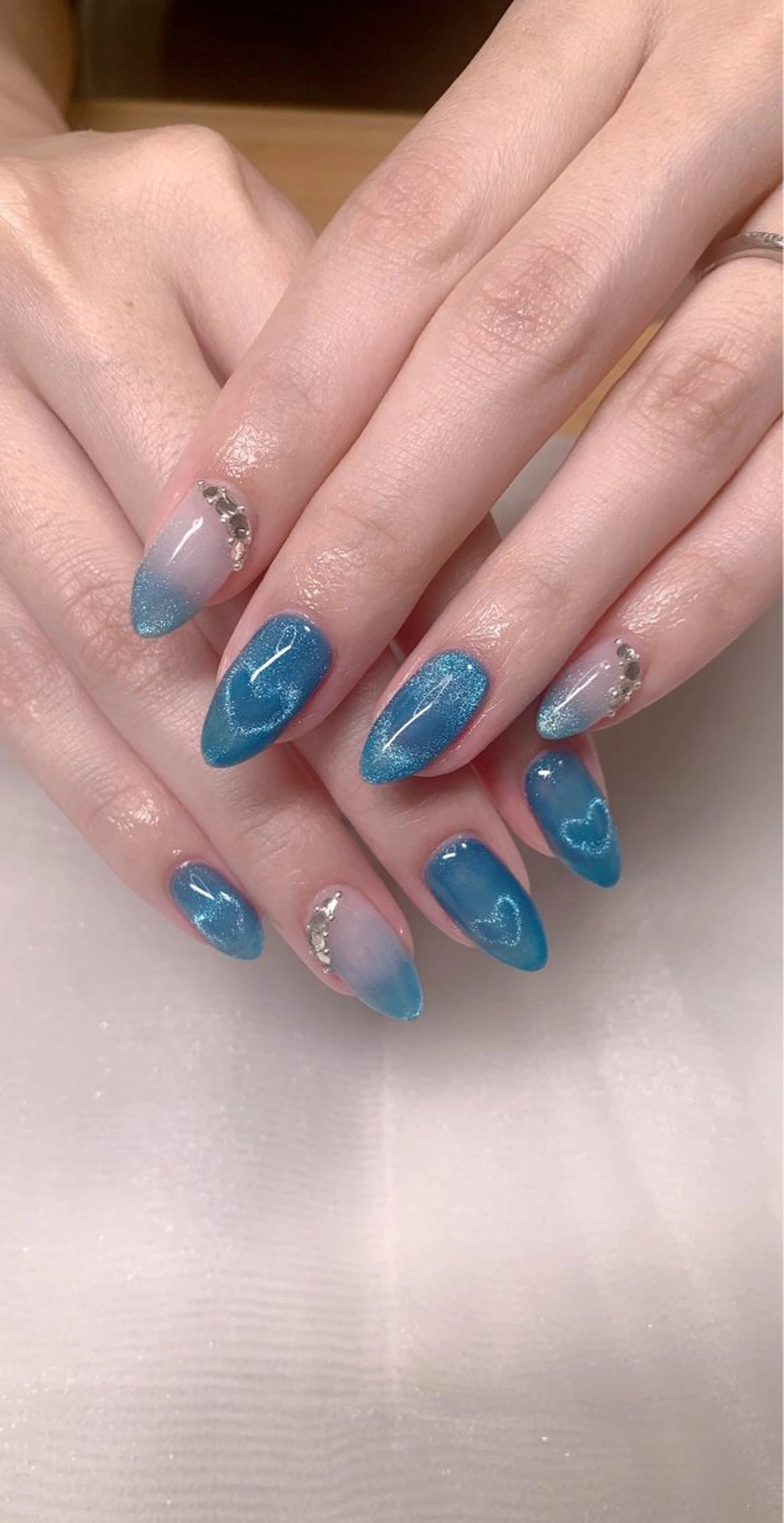 ネイル ハート キラキラネイル マグネットネイル Cute Tips nailのネイルデザイン