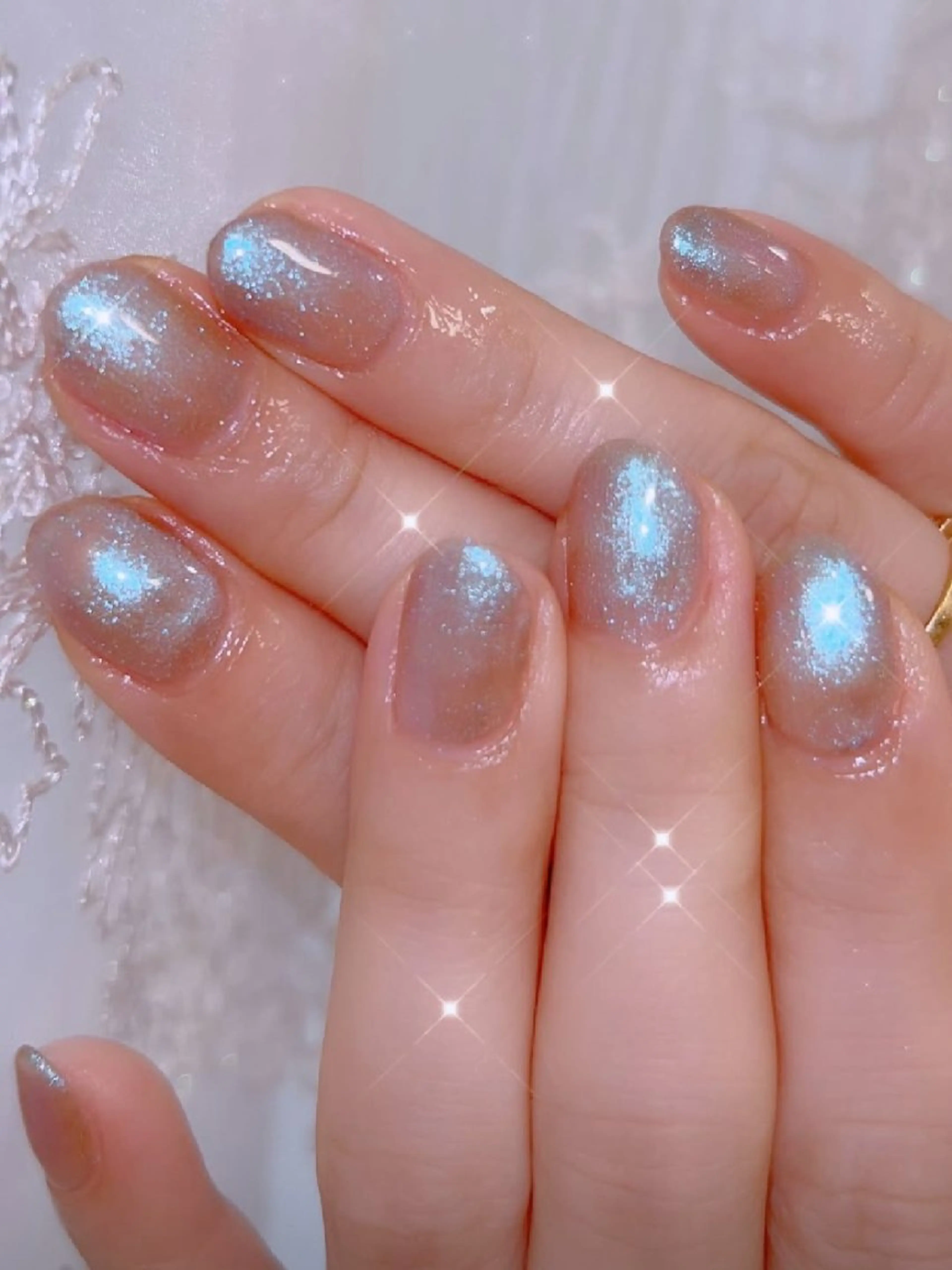 ネイル 長さ出し ジェルネイル 韓国ネイル マグネットネイル ニュアンスネイル ハンドネイル I LOVE ME  NAIL.｡.:*♡のネイルデザイン