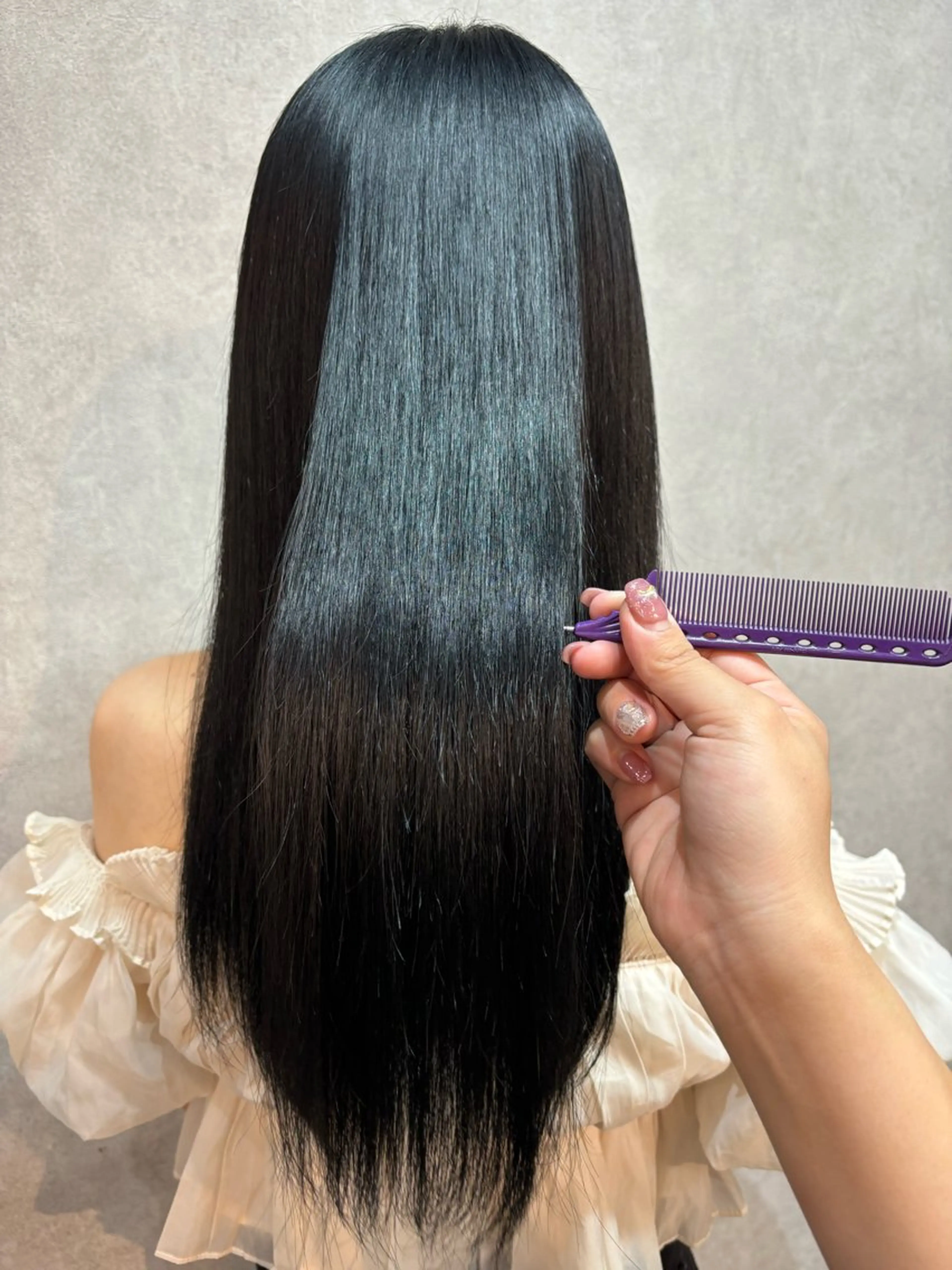 ロング カラー 黒髪 ブルーカラー ブルーブラック ar clip表参道所属・💜髪質改善/ 艶カラー/ミナ🩷のヘアスタイル