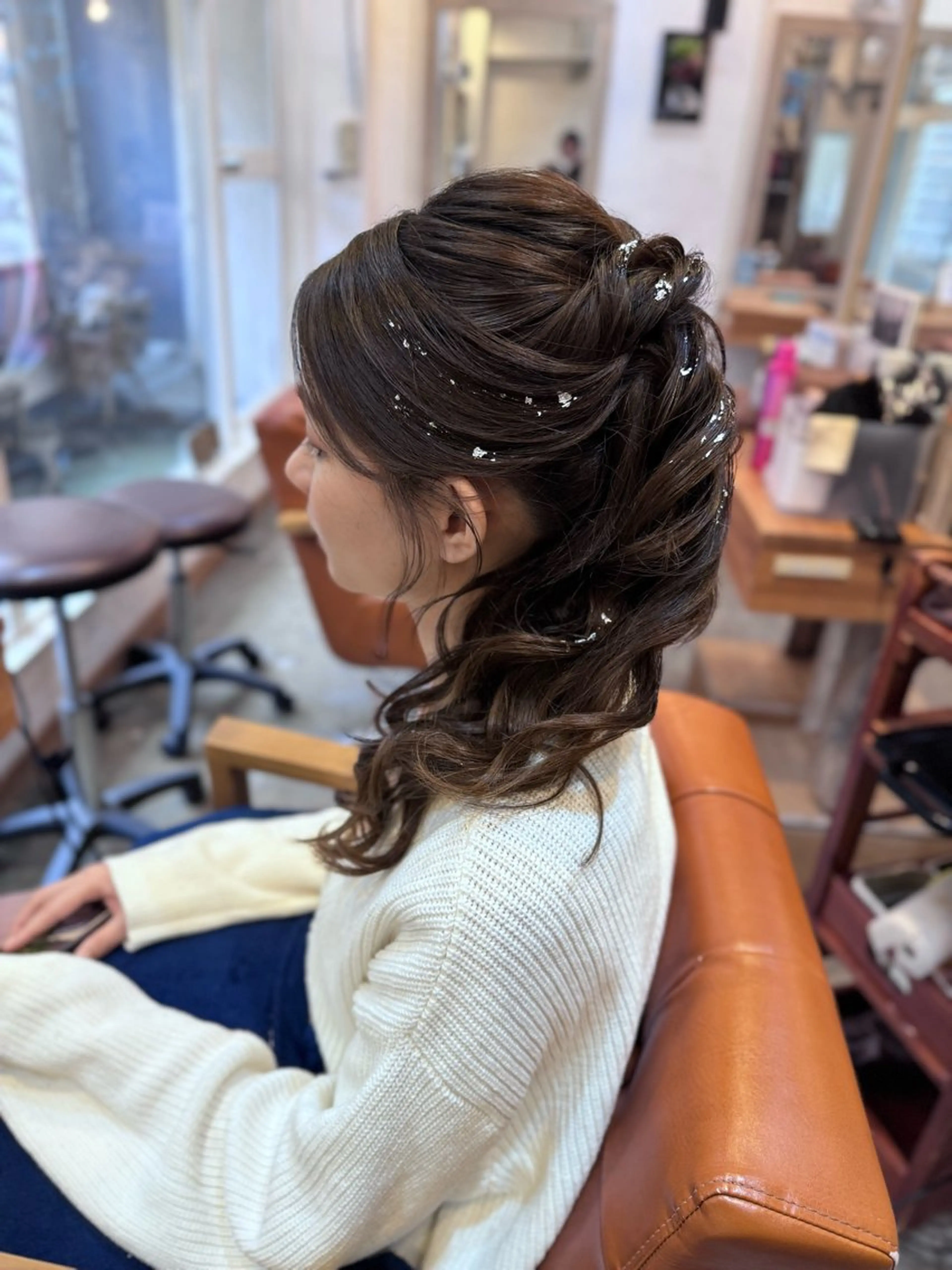 セミロング ヘアアレンジ ハーフアップ 結婚式・ブライダル ヘアセット hair room HARU所属・伊藤 栄子のヘアスタイル