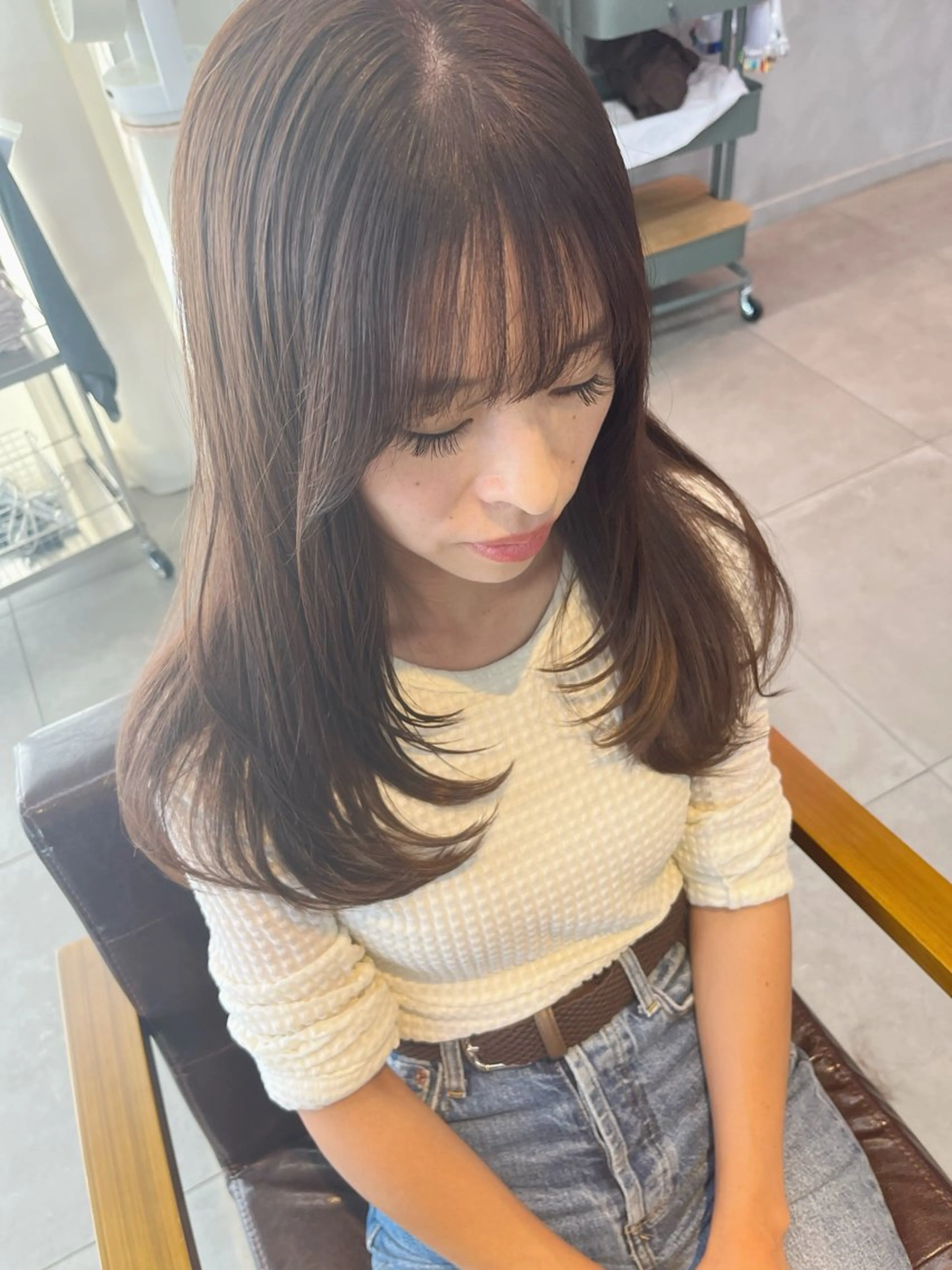 ロング 顔まわりレイヤー レイヤーカット カット ヘアカラー トリートメント AKARI🌟ボブ/ ハイライト/似合わせのヘアスタイル