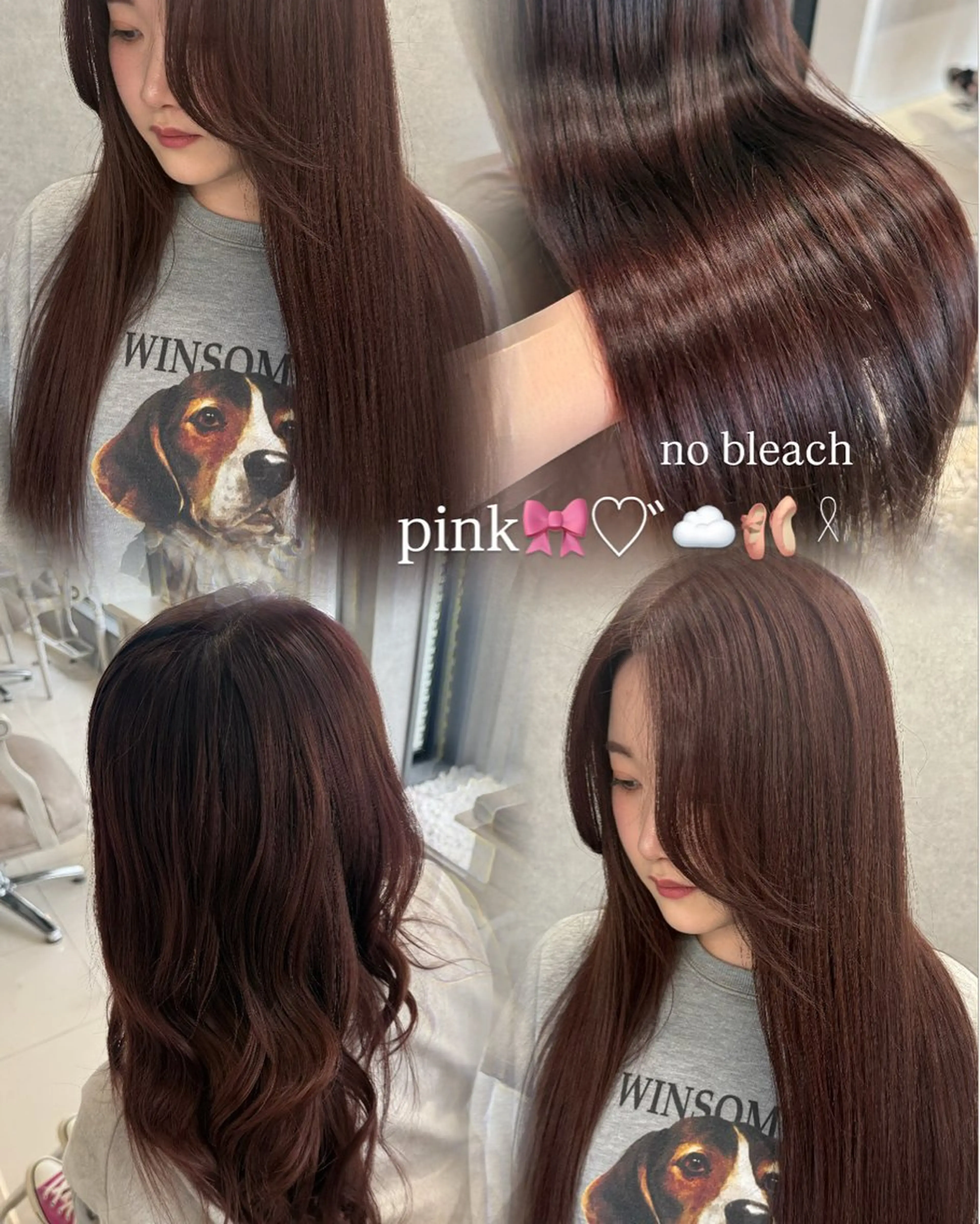 セミロング カラー ブリーチ ブリーチなしカラー ピンクカラー トリートメント 阿部 優美子のヘアスタイル