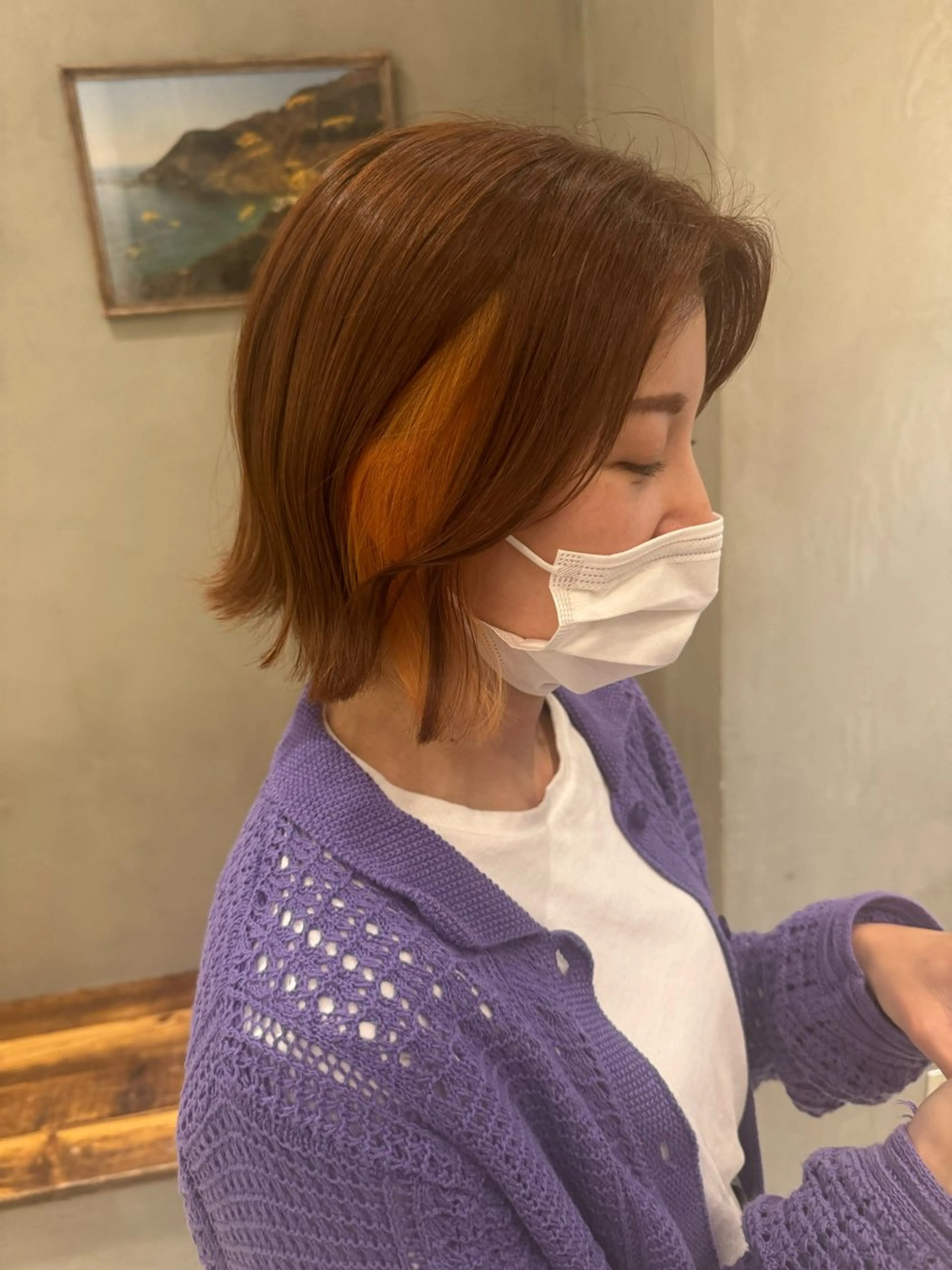 セミロング ヘアカラー トリートメント 顔周りcut・ご相談 ＝新宿しずく🇰🇷のヘアスタイル