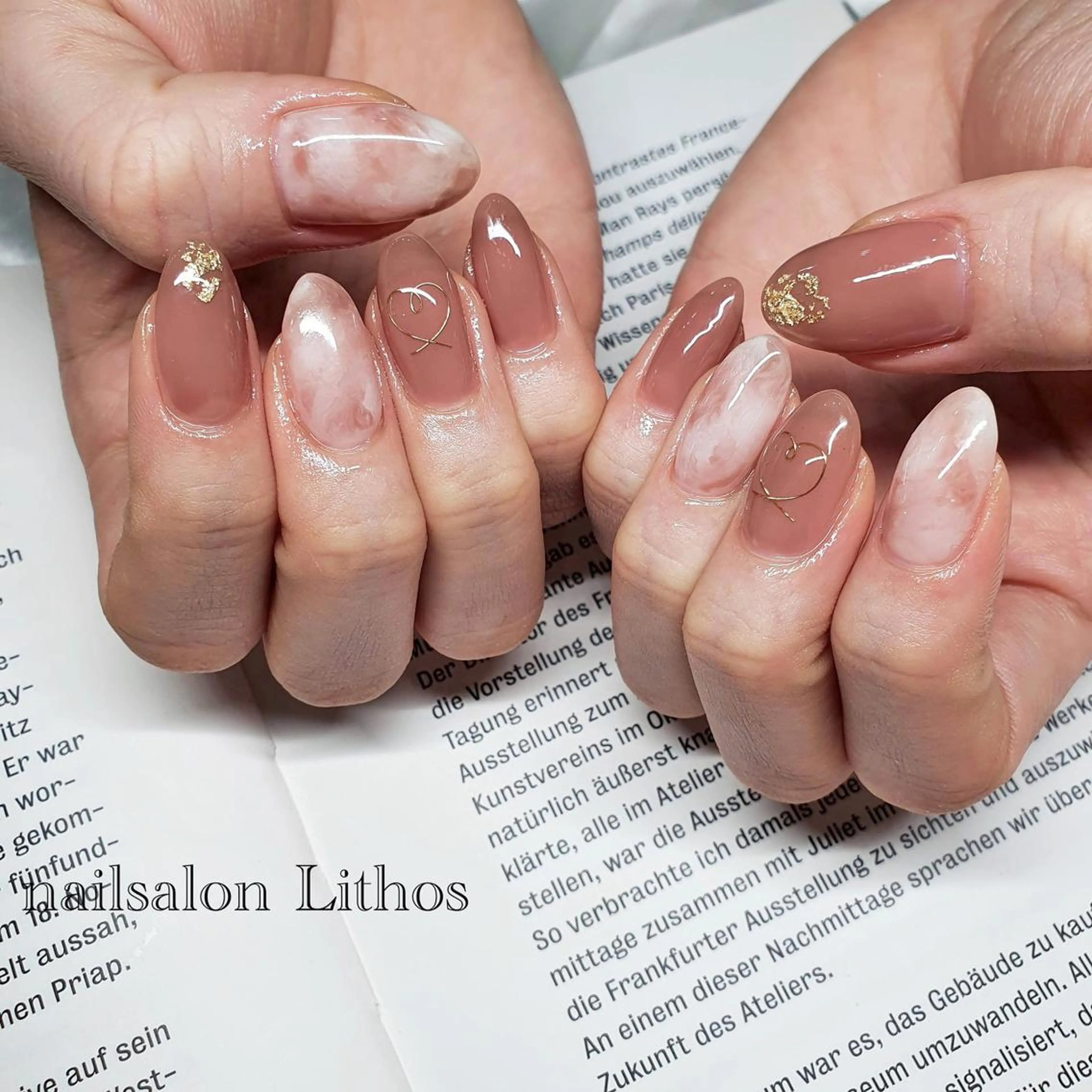 ネイル ピンク ピンクベージュ ハンドネイル nailsalon Lithos所属・nailsalon Recontreのネイルデザイン