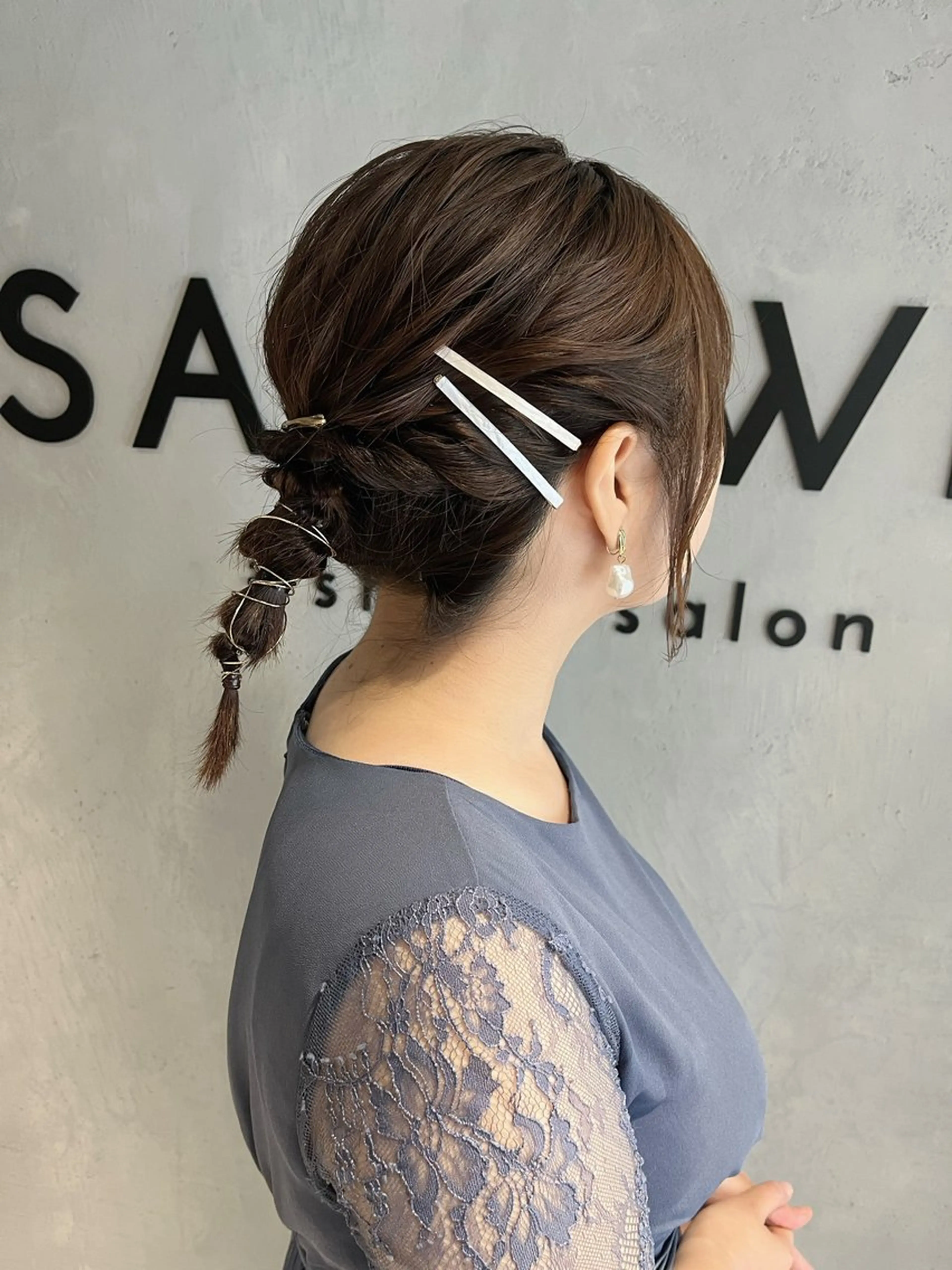 ミディアム カラー パーマ ヘアアレンジ ボブ 玉ねぎヘアー ヘアセット 隠れ家サロンso you所属・yukimi .のヘアスタイル