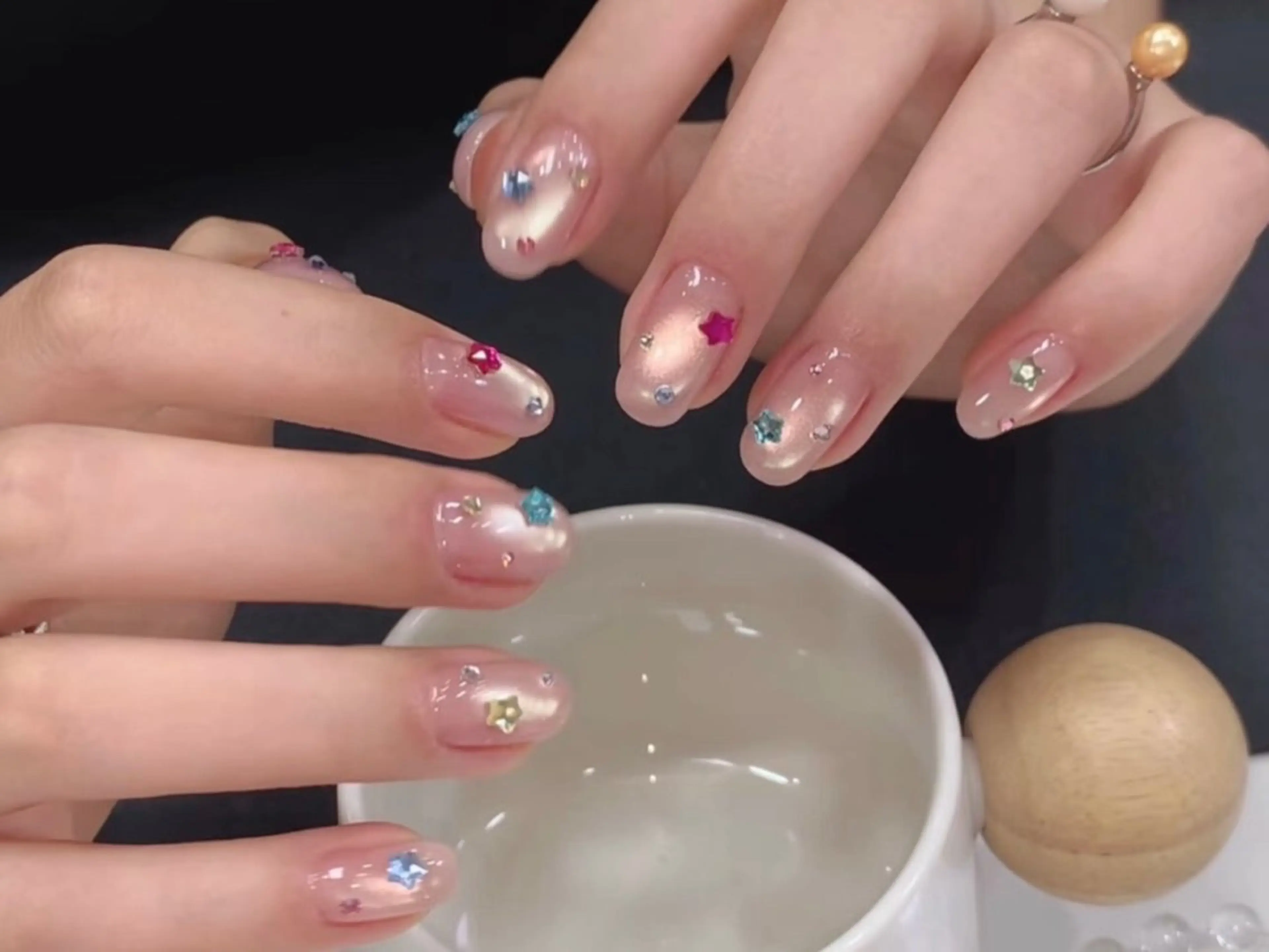 【新宿店人気Top1】★自爪マグネットワンカラー+時間内パーツつけ放題¥5990の写真