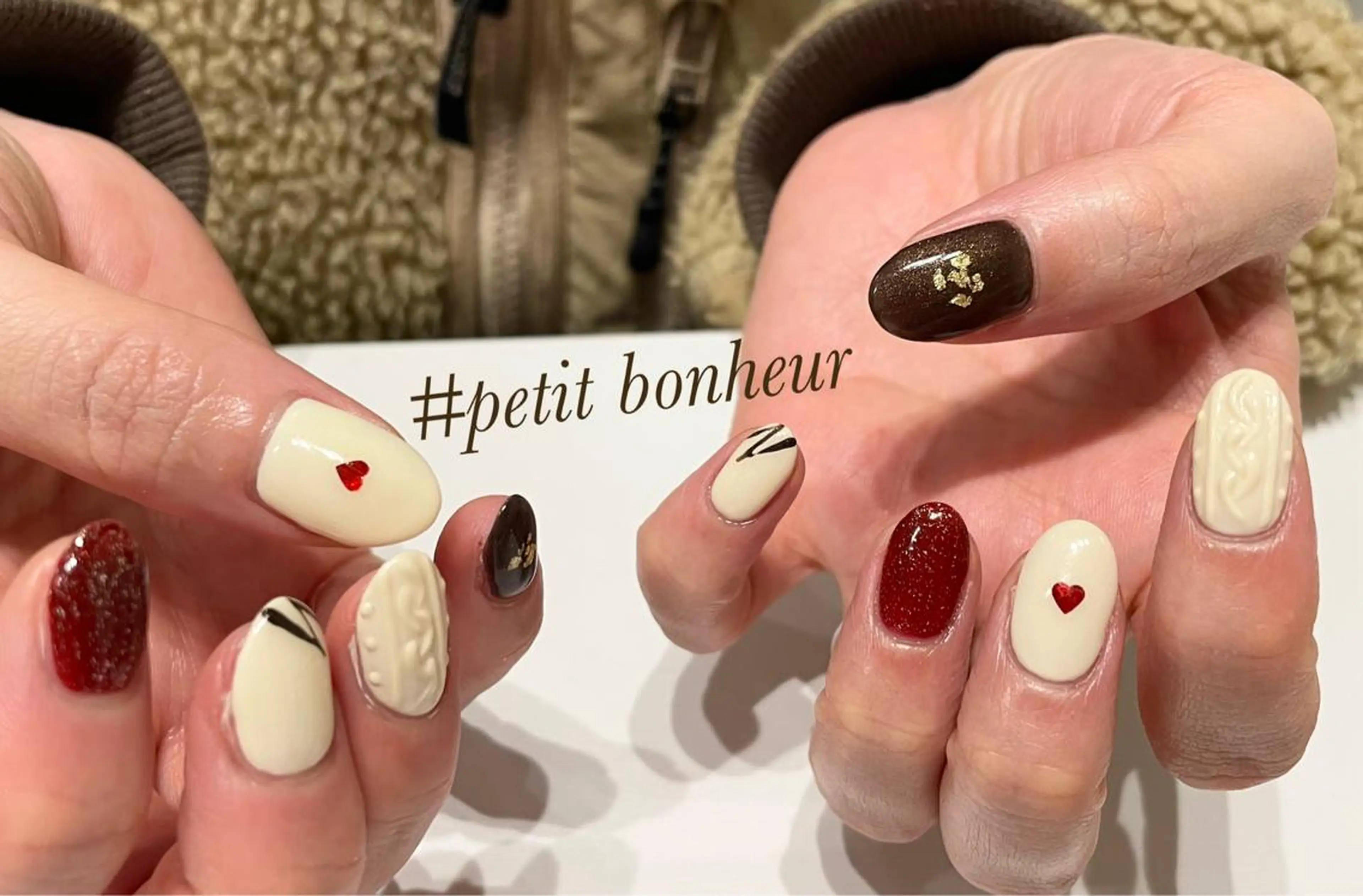 ネイル ジェルネイル ハート パラジェル バレンタイン Mas Miのネイルデザイン