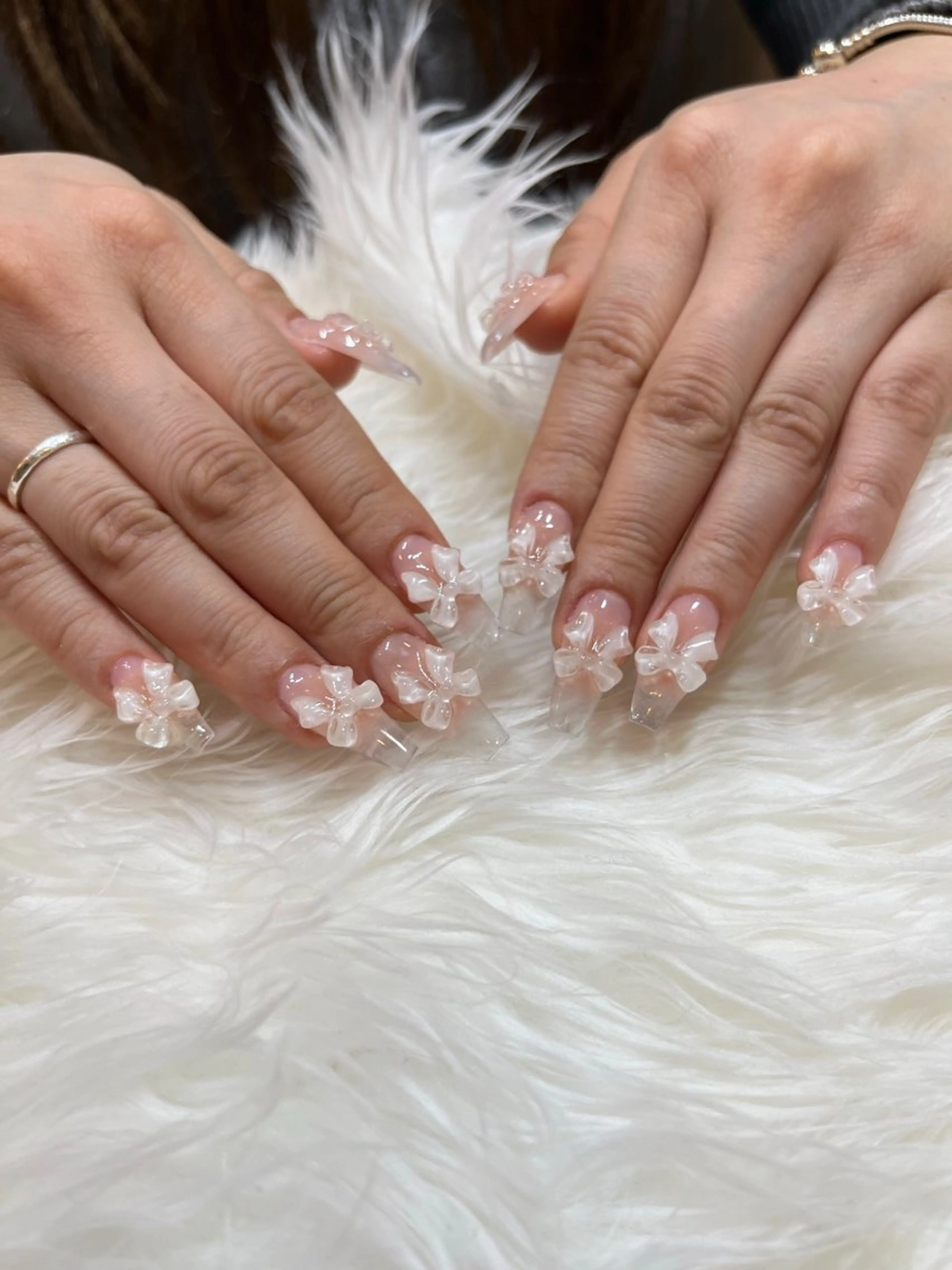 ネイル クリアネイル ロングネイル ハンドネイル éclat-nail salon-所属・松本 ゆみかのネイルデザイン