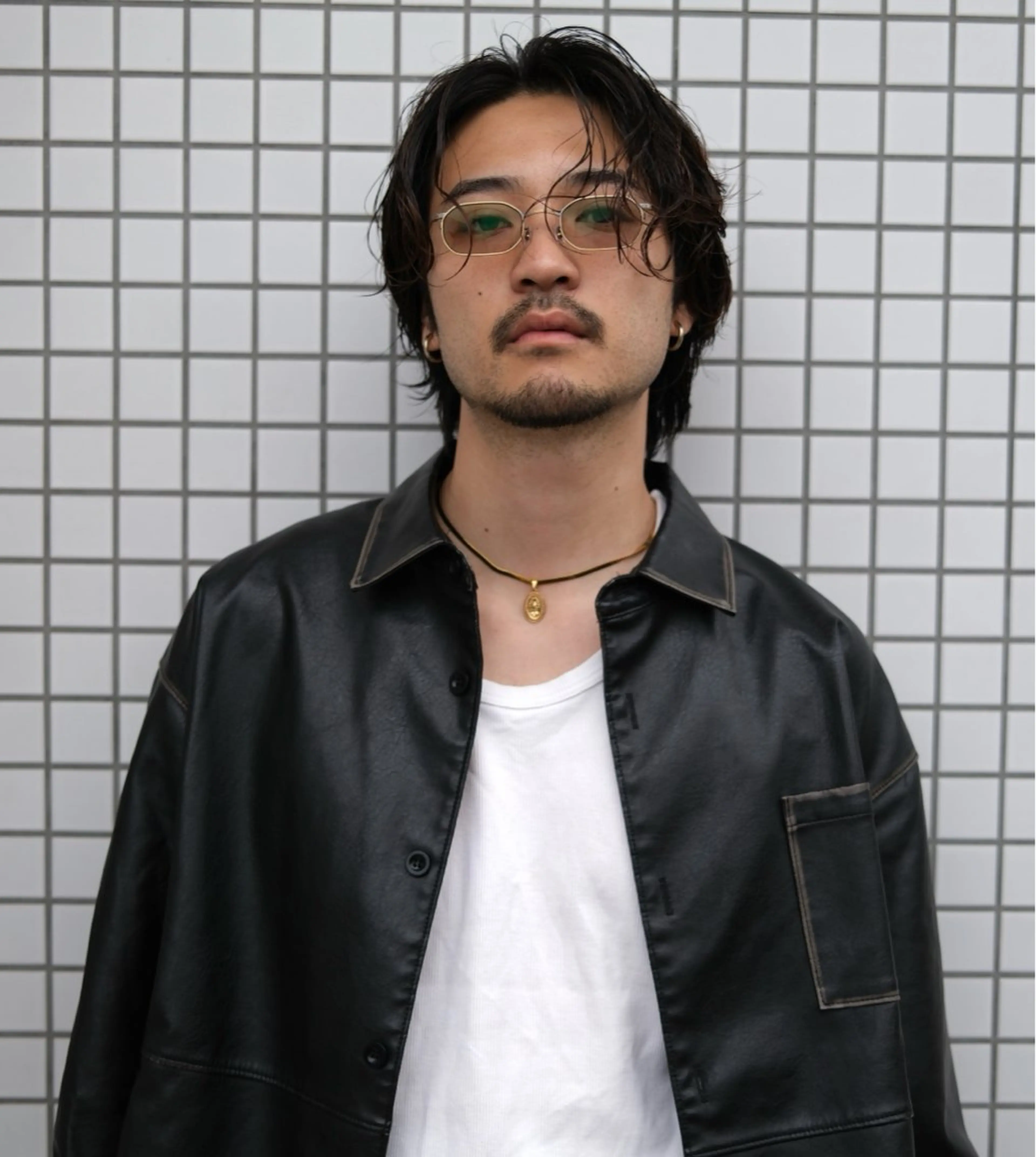 ミディアム パーマ メンズ カット パーマ グランジヘア 無造作ヘアHYUGAのヘアスタイル