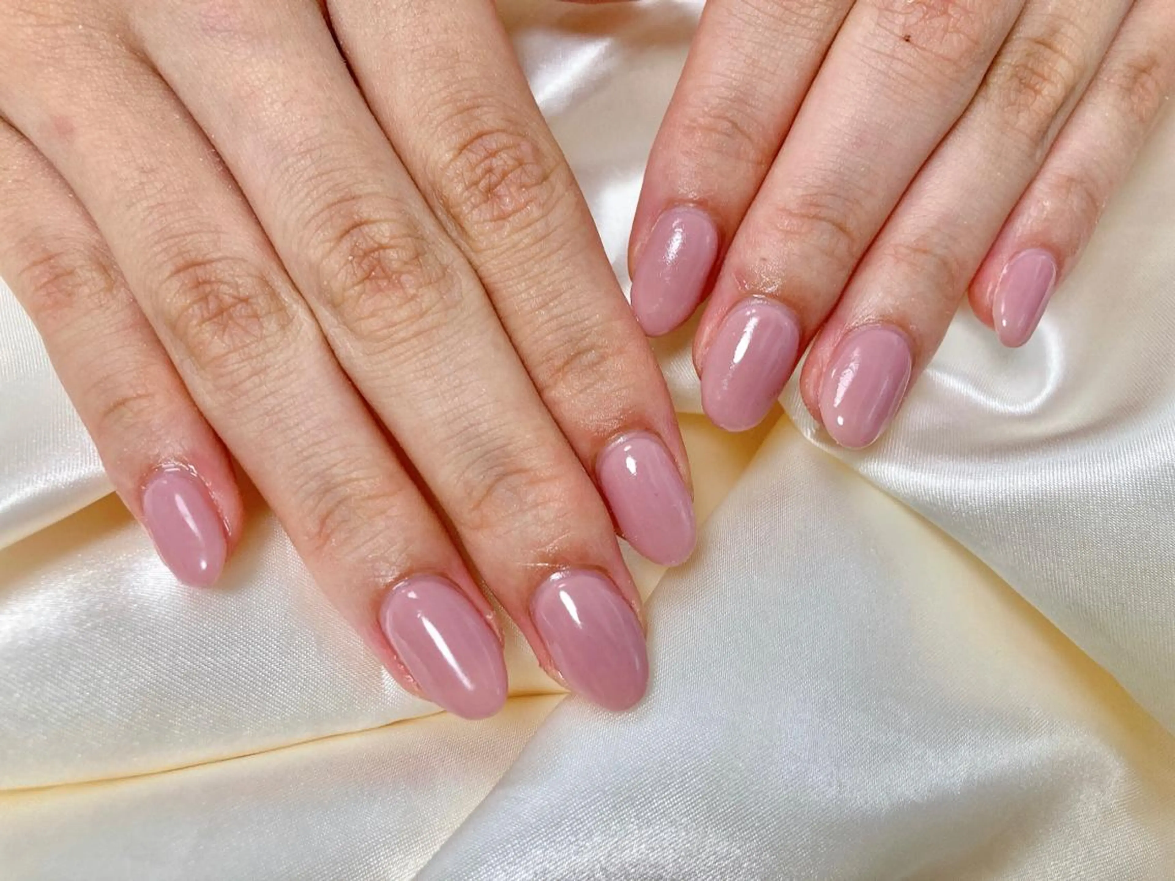 ネイル ワンカラーネイル ピンク ハンドネイル Mogu nail 二子玉川のネイルデザイン