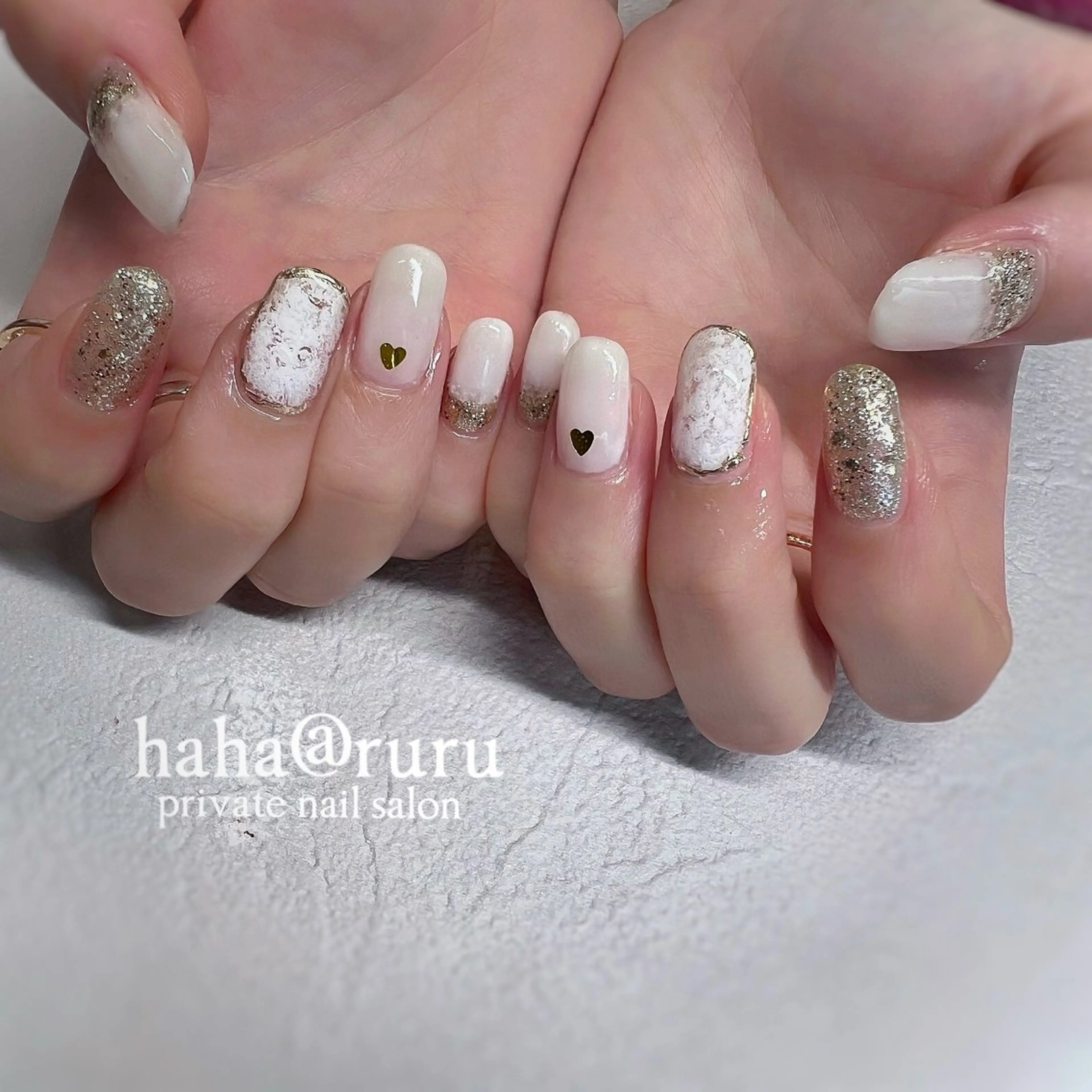 ネイル ホワイト haha@ ruruのネイルデザイン