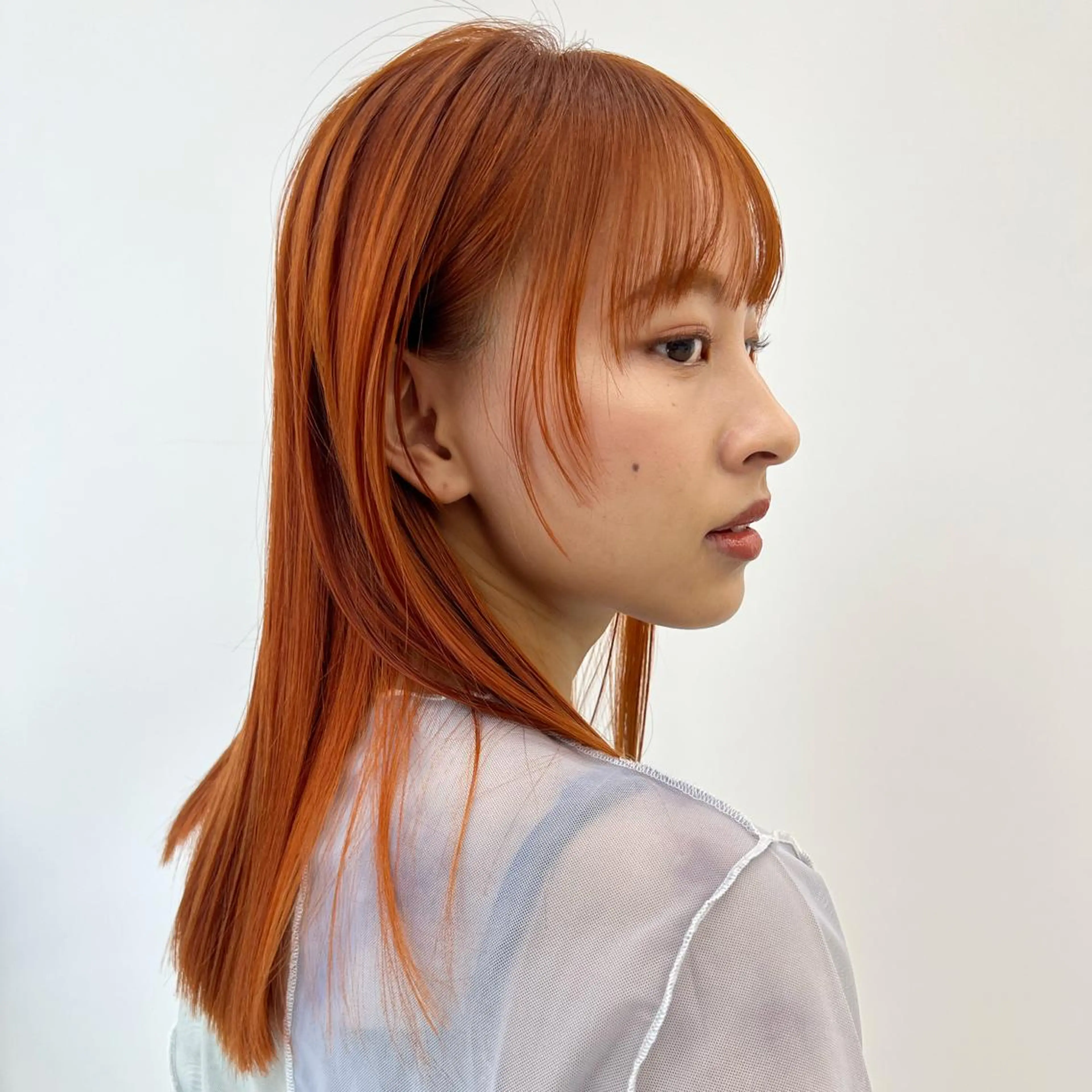 セミロング カラー オレンジ 韓国風ヘア sica所属・スタイル撮影 モデル募集momoのヘアスタイル