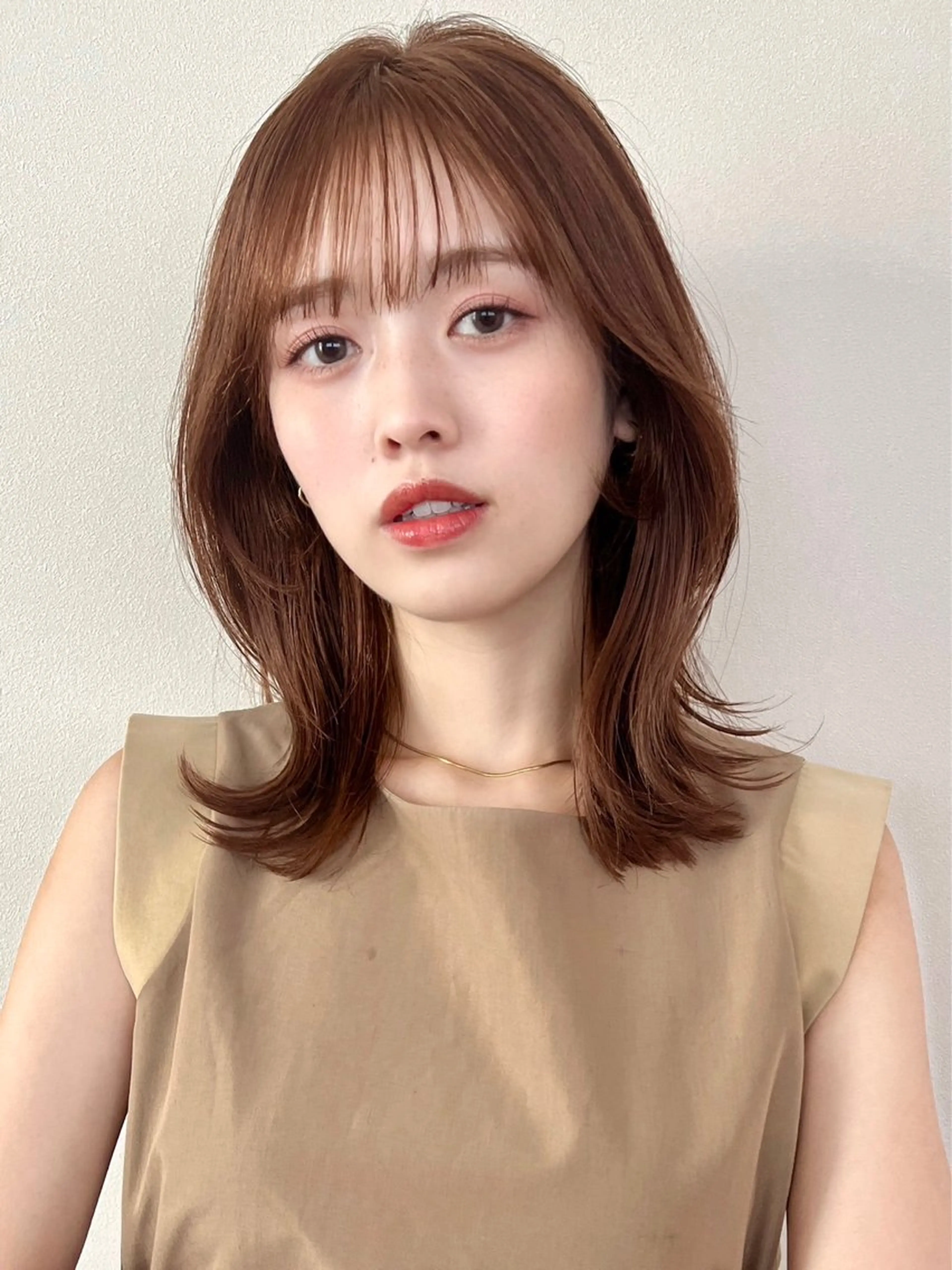 ミディアム カット ヘアカラー 縮毛矯正 COALL nex the salon所属・Riria✨ 透明感カラーのヘアスタイル