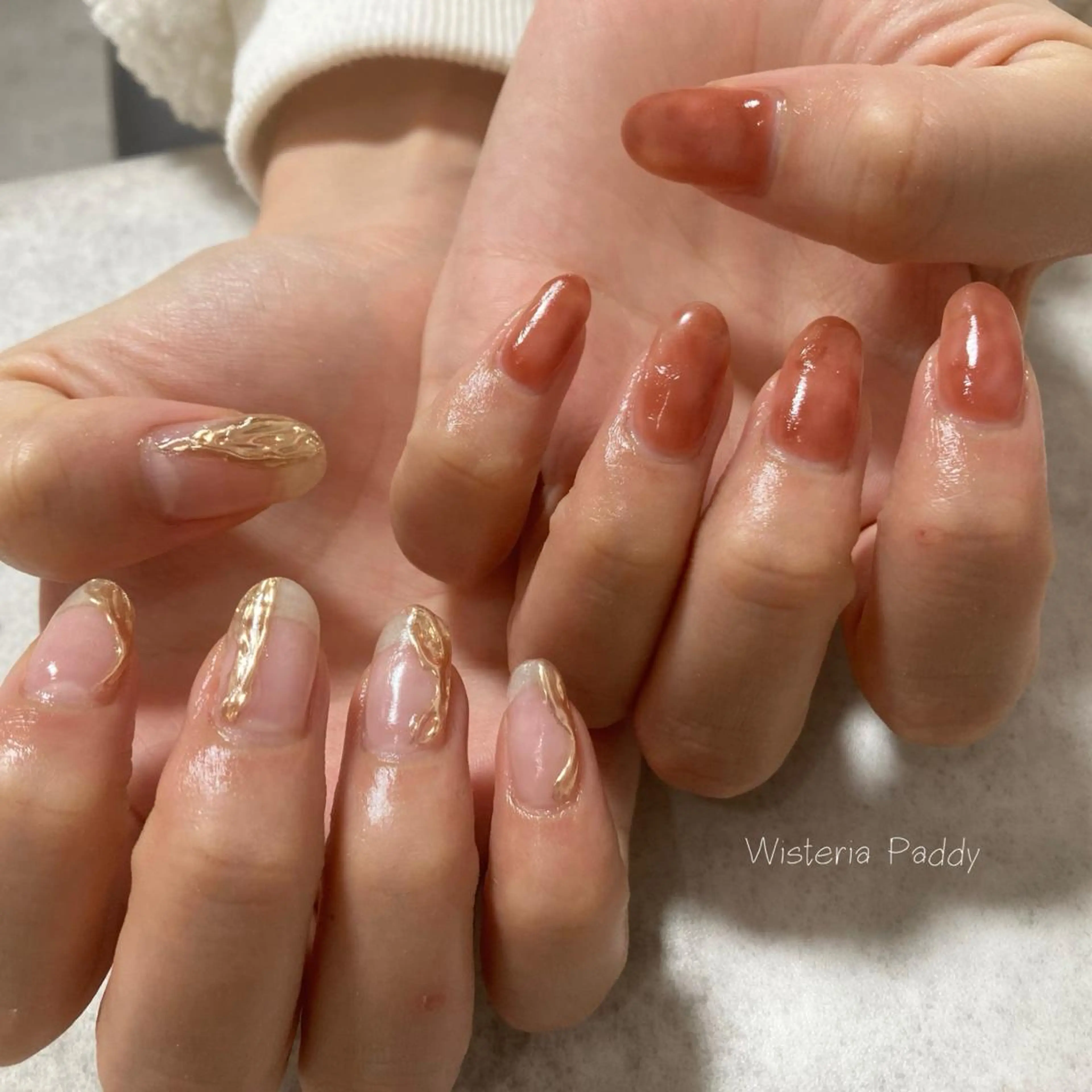 ネイル ミラーネイル ニュアンスネイル Wisteria Paddyのネイルデザイン