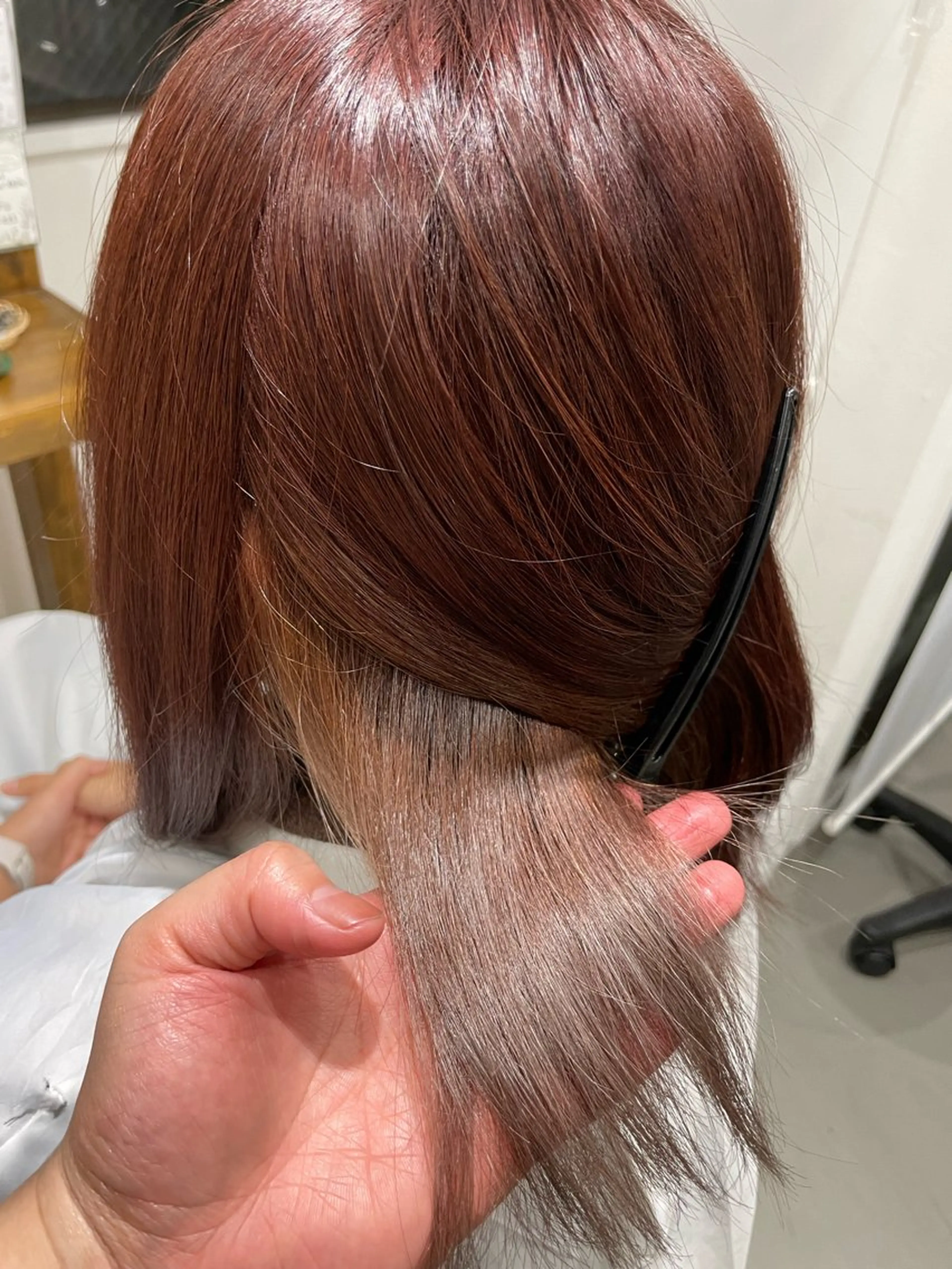 ミディアム カラー ベージュカラー ブリーチ ボルドーカラー ピンクカラー ピンクベージュ 🎨 SHIORI🥀のヘアスタイル