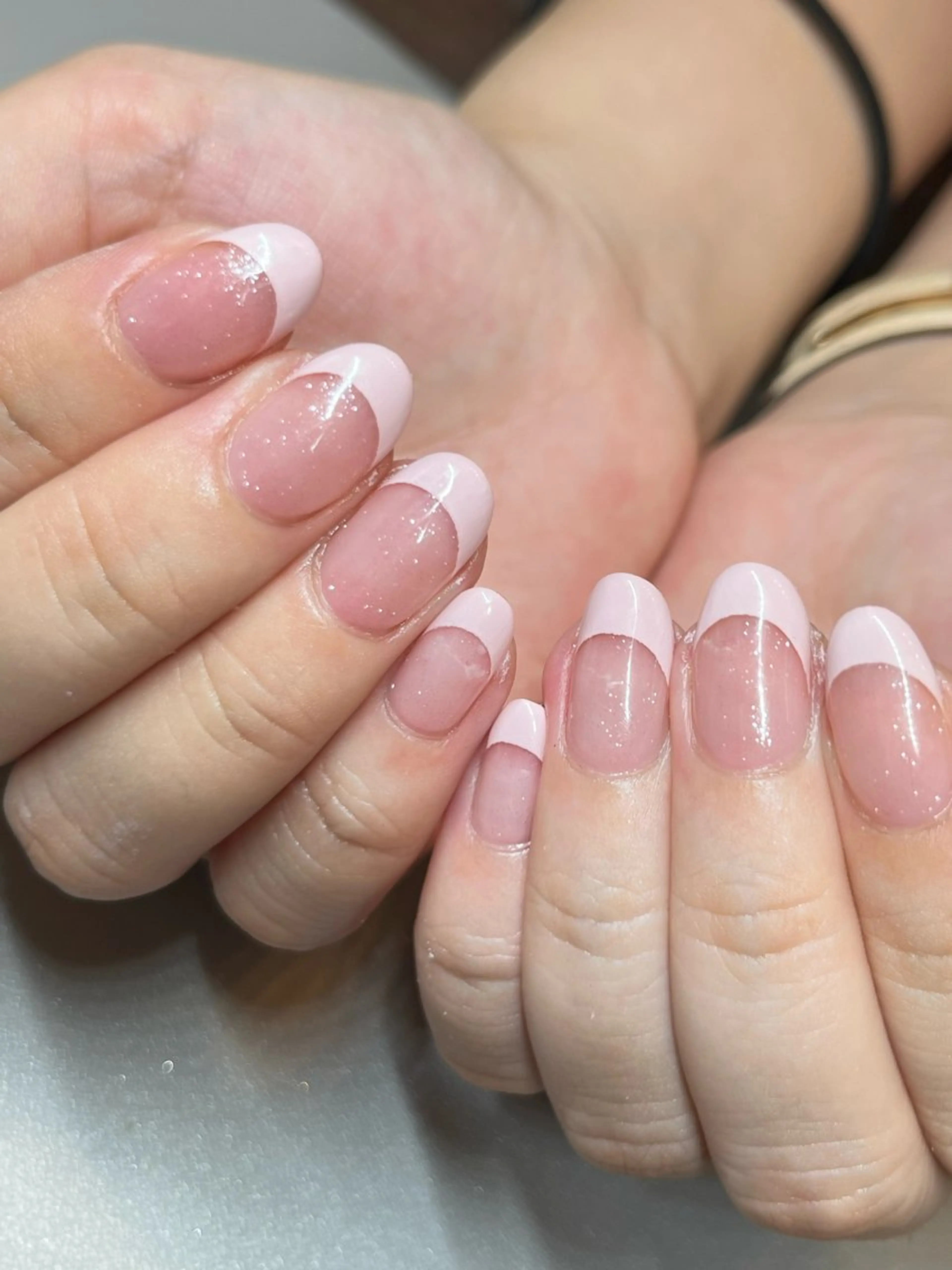 ネイル クリアネイル フレンチネイル 氷ネイル・うるうるネイル ラメ(グリッター) ピンク NAILSALON  ARROW所属・NailSalon ARROWのネイルデザイン