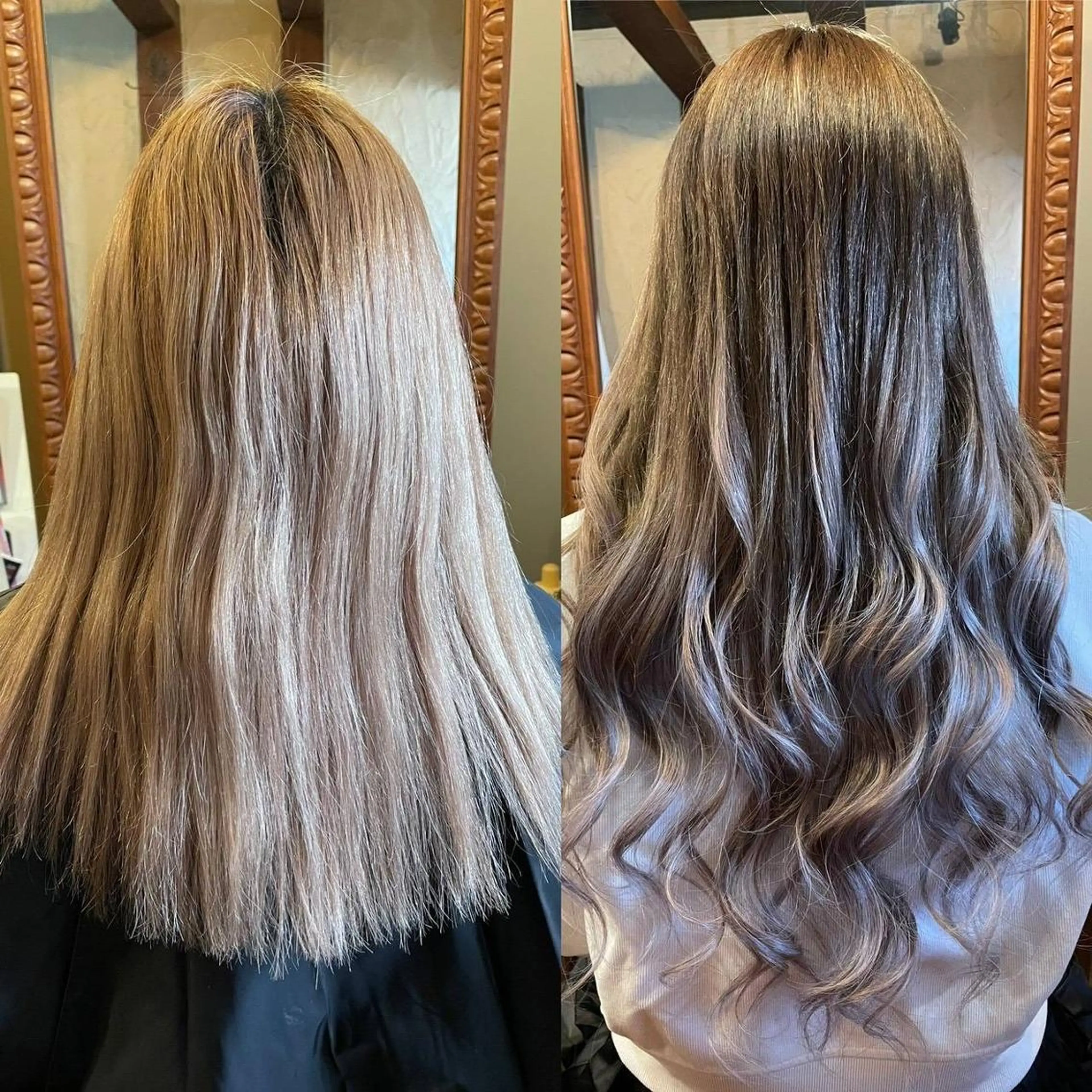 ロング シールエクステ/ ハイトーンカラーのヘアスタイル