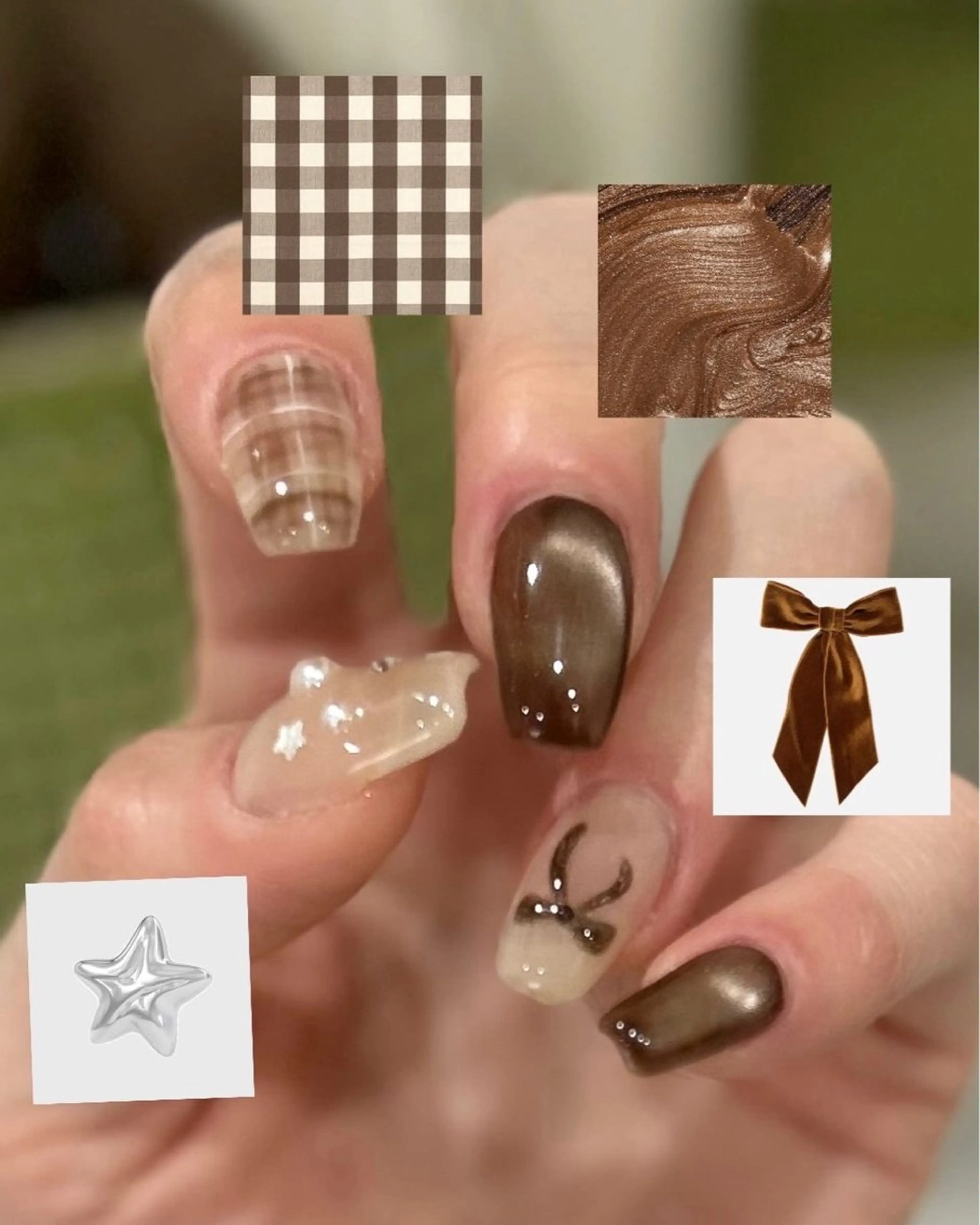 (チェック×マグネット)お任せネイル(オフ込み)の写真