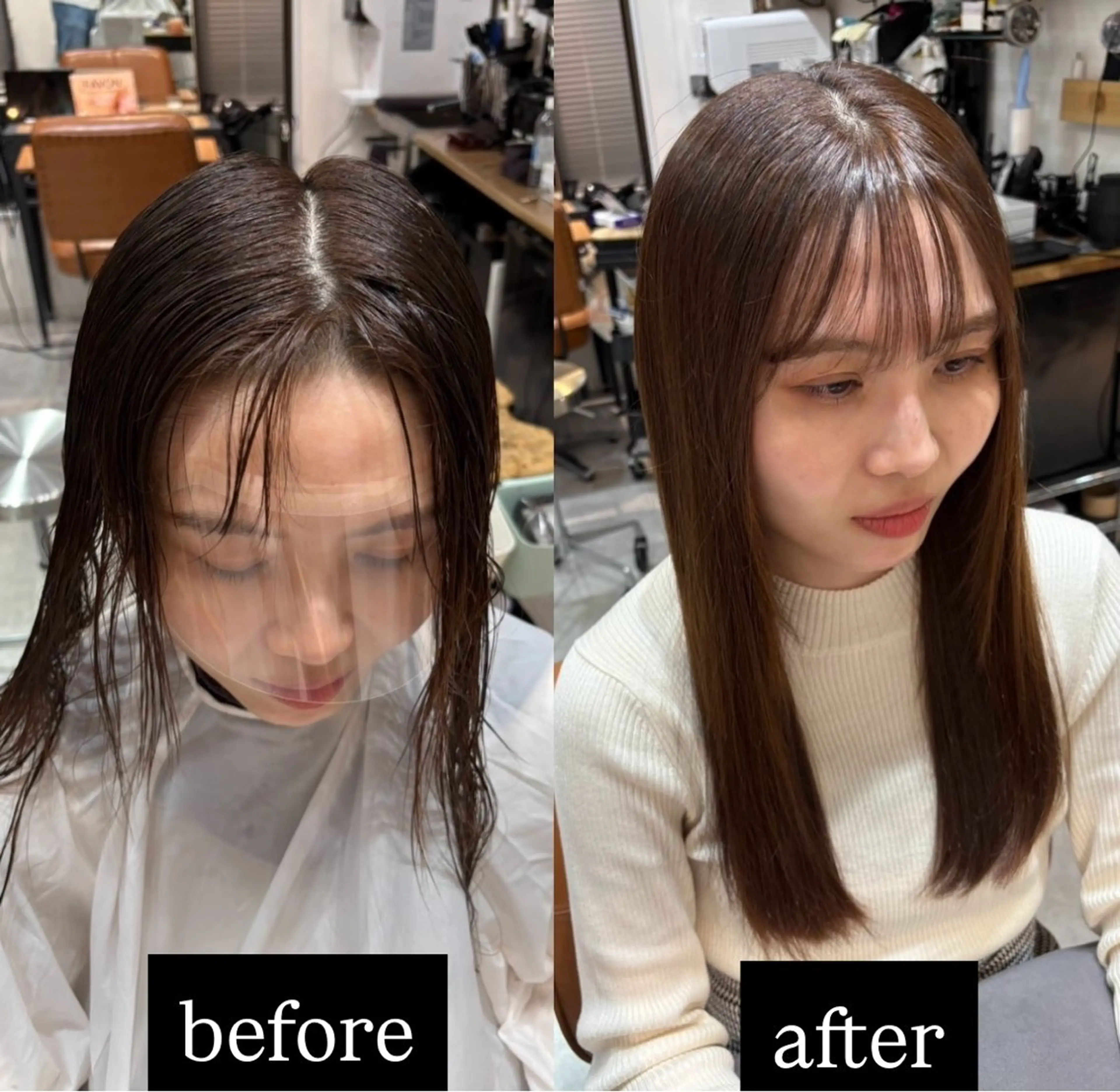 ロング カット 縮毛矯正 こうき/前髪割れ癖 改善/カット/カラーのヘアスタイル