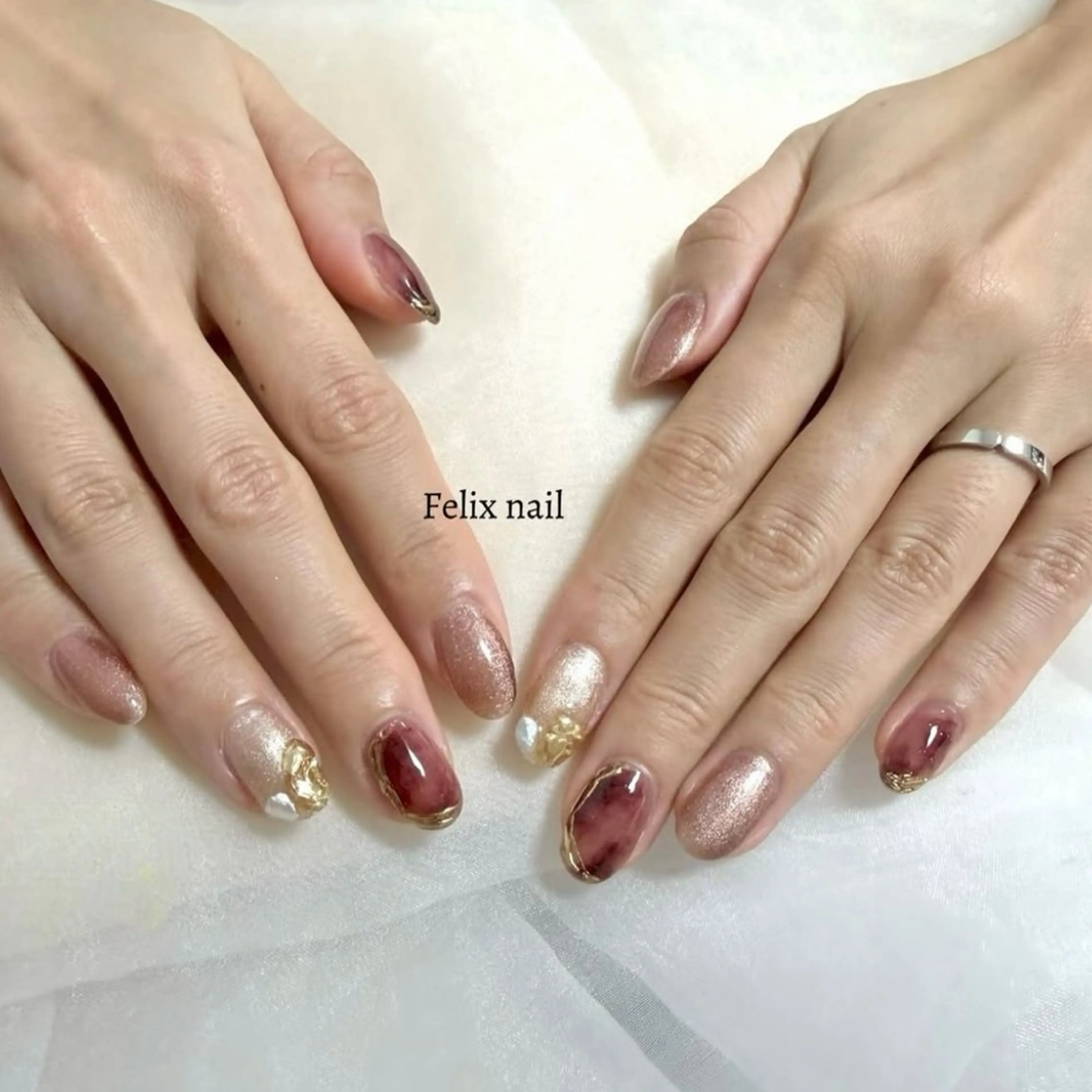 ネイル ハンドネイル フェリックスネイル 大人綺麗/トレンドのネイルデザイン