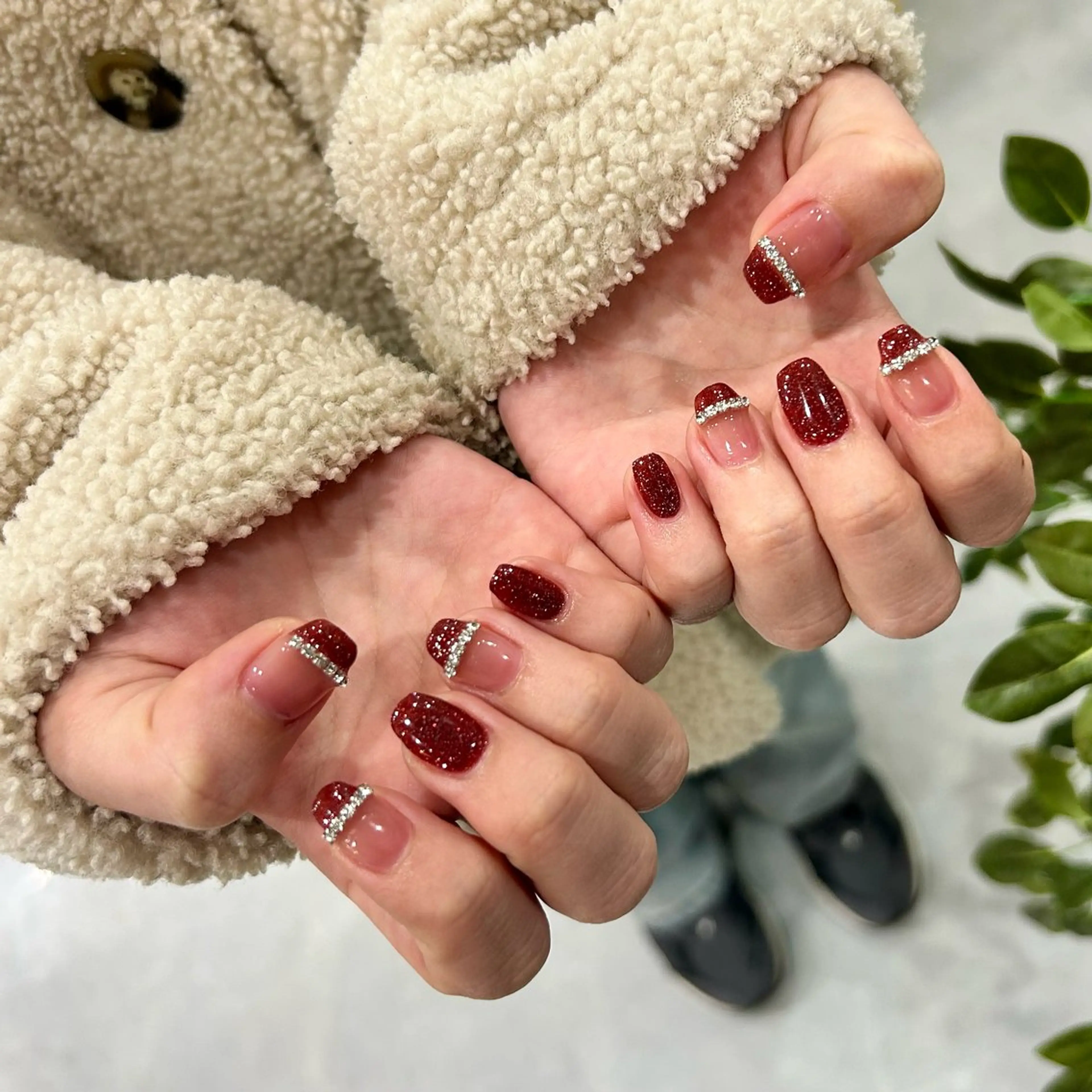 ネイル フラッシュネイル フレンチネイル 赤色 ハンドネイル RYO ／Amourのネイルデザイン