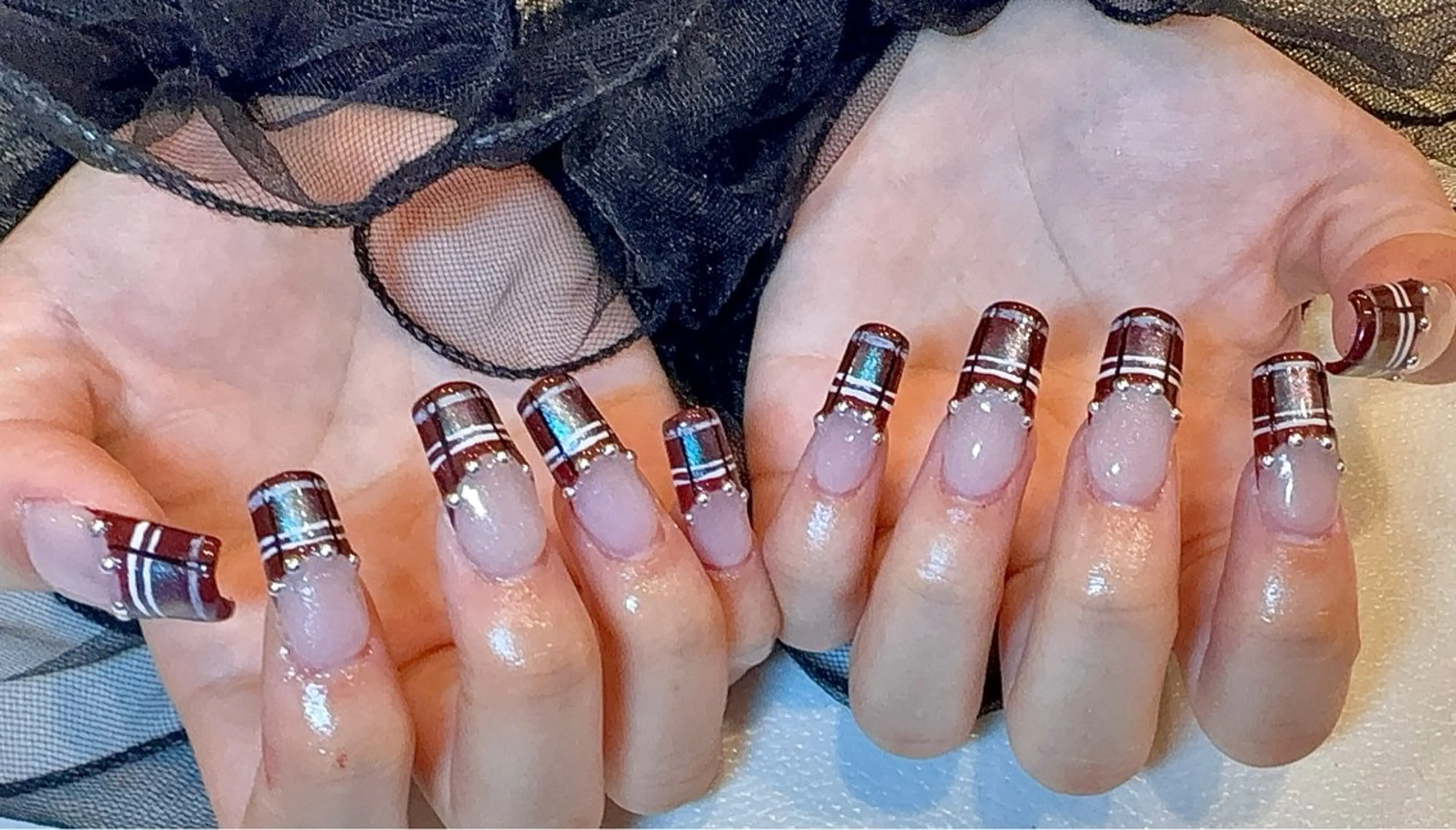 ネイル ボルドー フレンチネイル ハンドネイル nail e.sのネイルデザイン