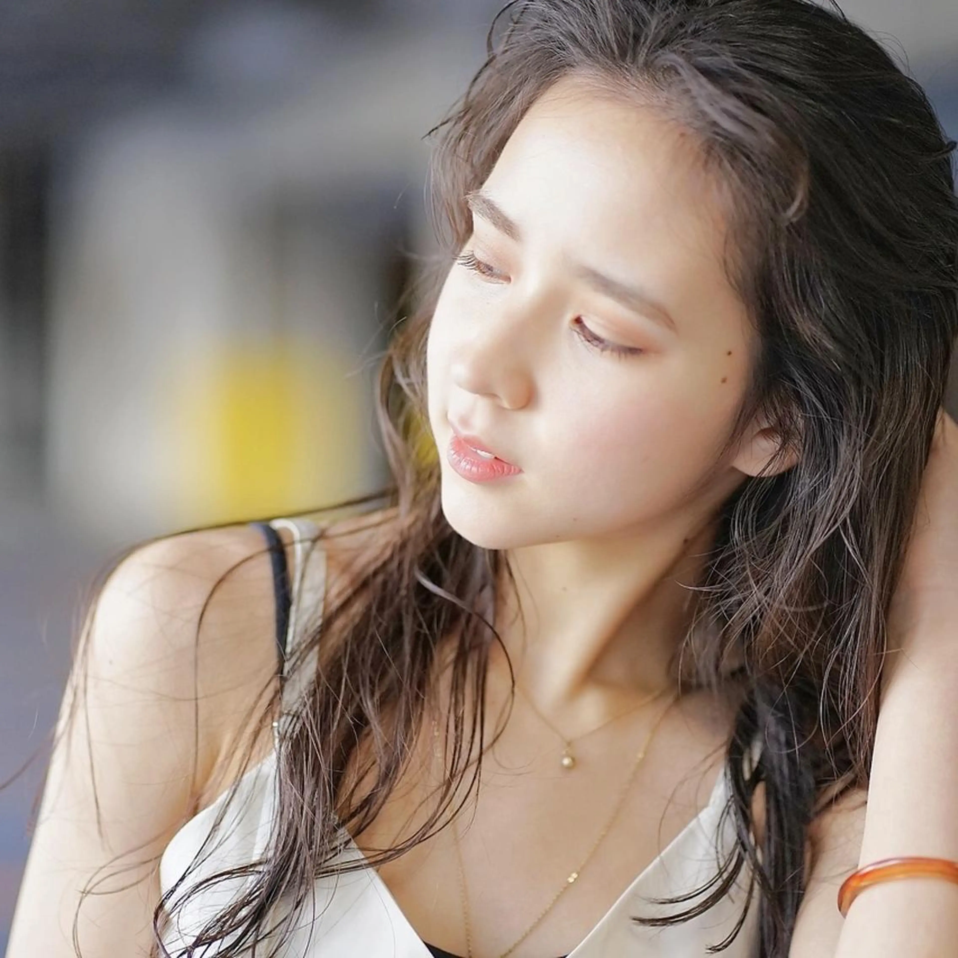 セミロング パーマ セミロングパーマ デート ヨシンモリ ムルギョル巻き カット パーマ N° anfeel 渋谷🪞🫧のヘアスタイル